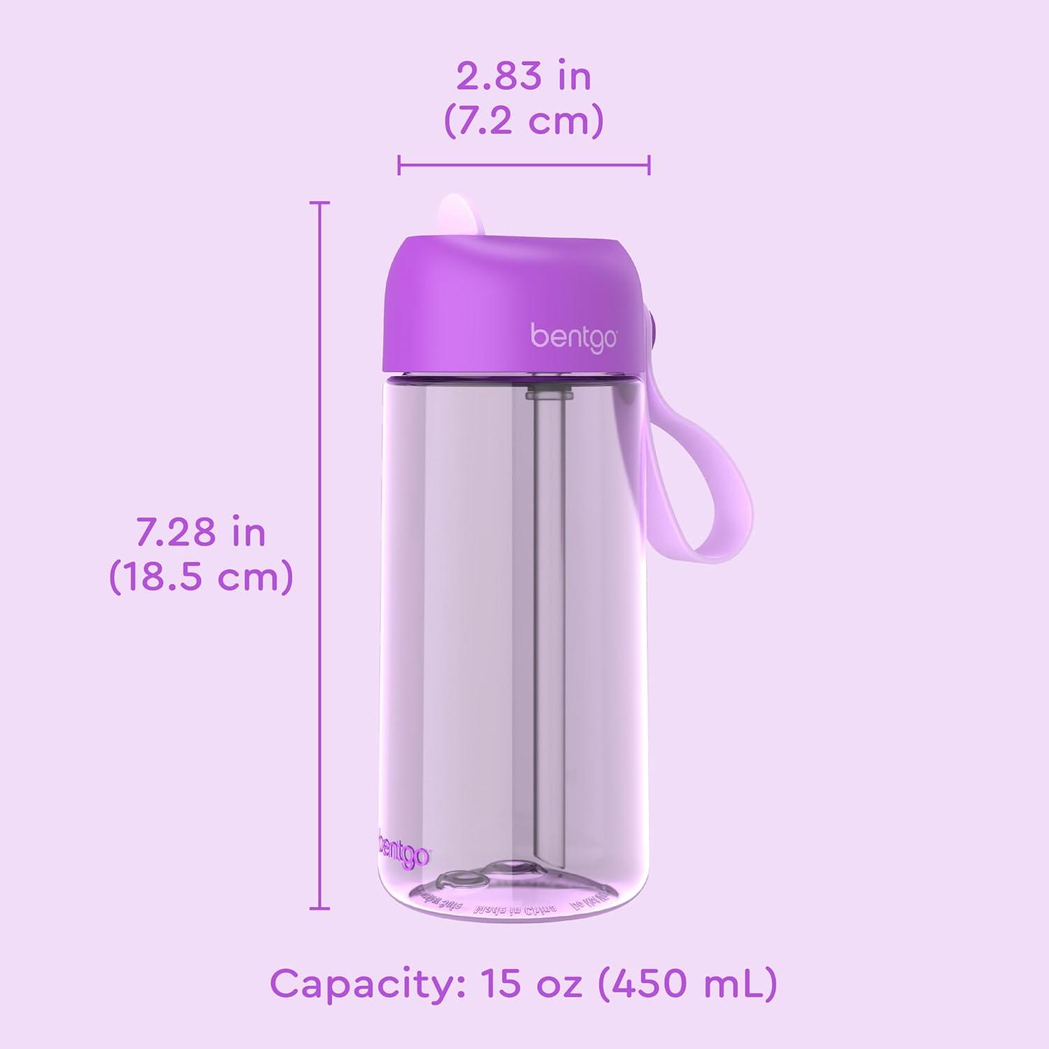 imageBentgo Kids Water Bottle LeakProof Durable Tritan BPAFree 15 oz Cup for KidsToddlers Ages 3 Bite amp Sip Spout Carrying Handle amp Dishwasher Safe for School Sports Daycare amp Camp TrucksPurple