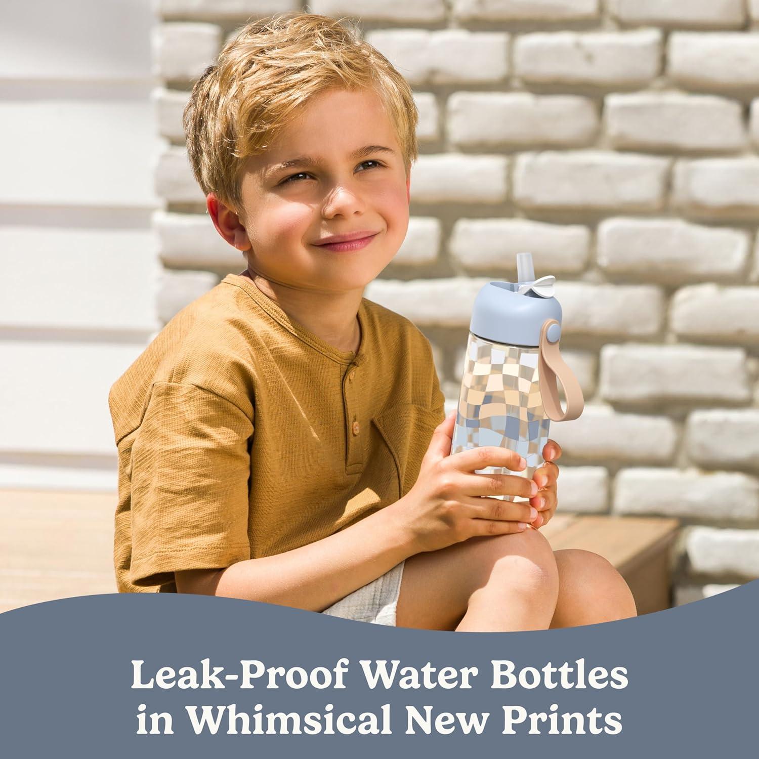 imageBentgo Kids Water Bottle LeakProof Durable Tritan BPAFree 15 oz Cup for KidsToddlers Ages 3 Bite amp Sip Spout Carrying Handle amp Dishwasher Safe for School Sports Daycare amp Camp TrucksChecker Gradient