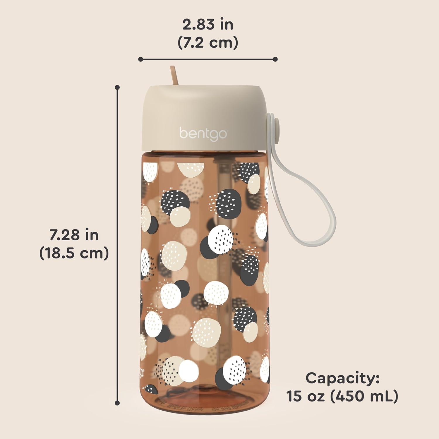 imageBentgo Kids Water Bottle LeakProof Durable Tritan BPAFree 15 oz Cup for KidsToddlers Ages 3 Bite amp Sip Spout Carrying Handle amp Dishwasher Safe for School Sports Daycare amp Camp TrucksSpots and Dots