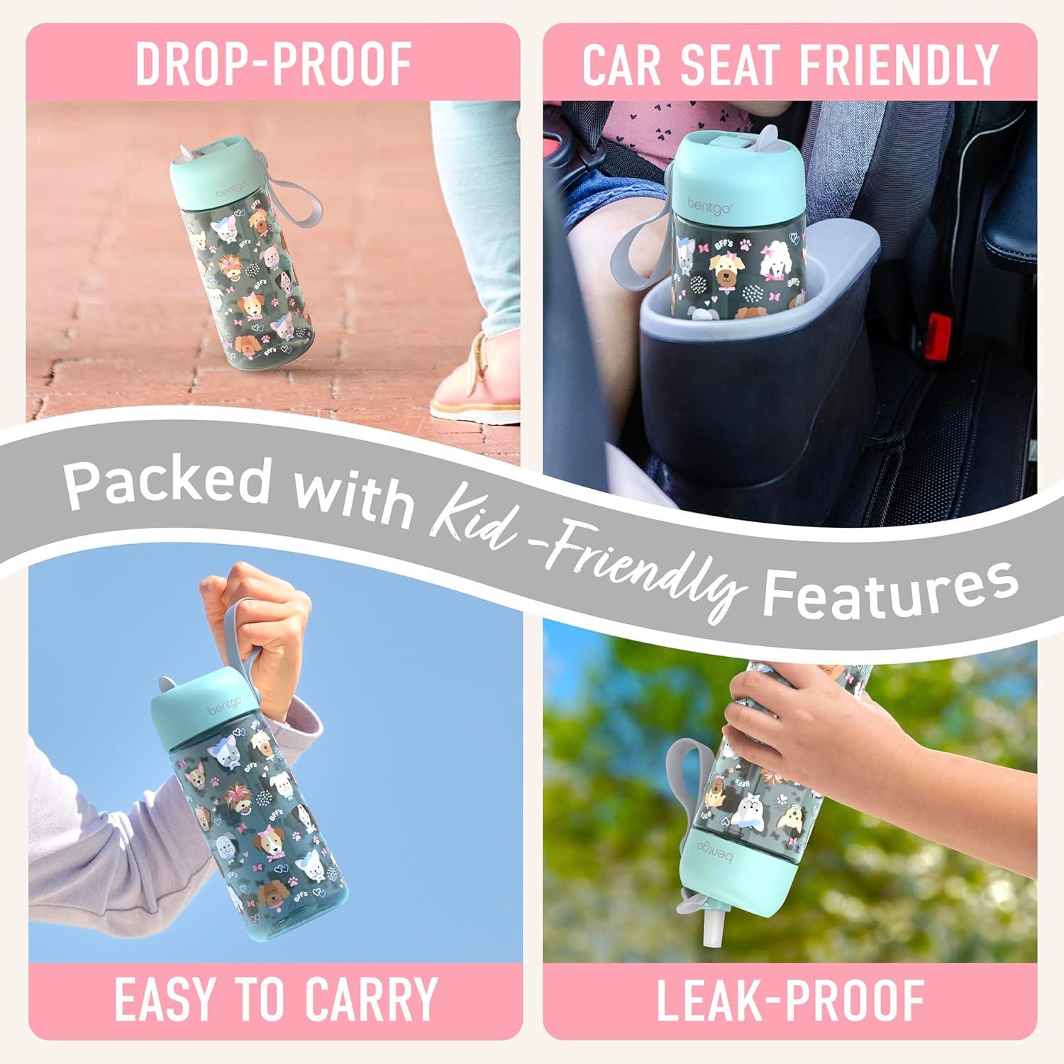 imageBentgo Kids Water Bottle LeakProof Durable Tritan BPAFree 15 oz Cup for KidsToddlers Ages 3 Bite amp Sip Spout Carrying Handle amp Dishwasher Safe for School Sports Daycare amp Camp TrucksPuppy Love