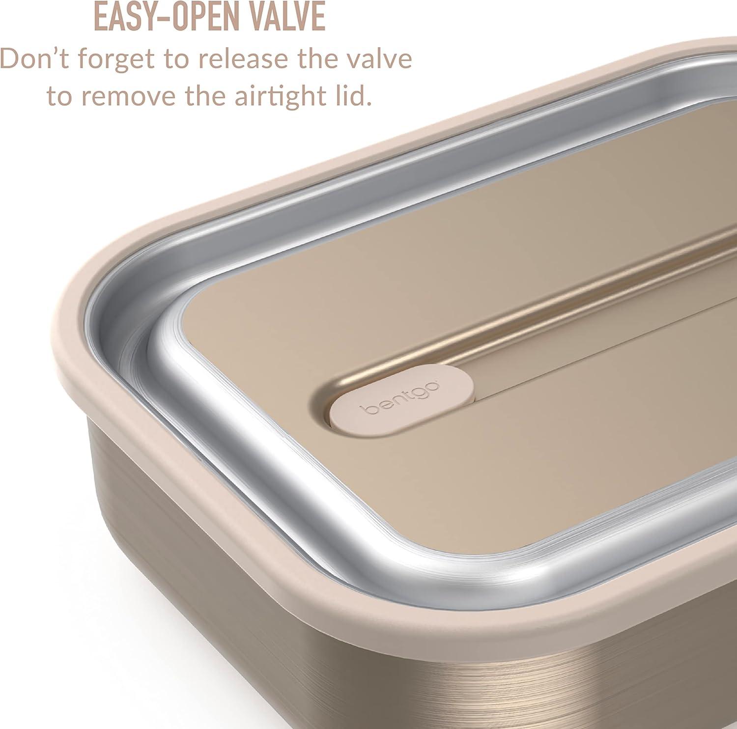 imageBentgo MicroSteel LeakProof Lunch Box MicrowaveSafe OvenSafe BentoStyle Container with Removable Divider Airtight Lid Sustainable Design Odor amp Stain Resistant Rose GoldGold