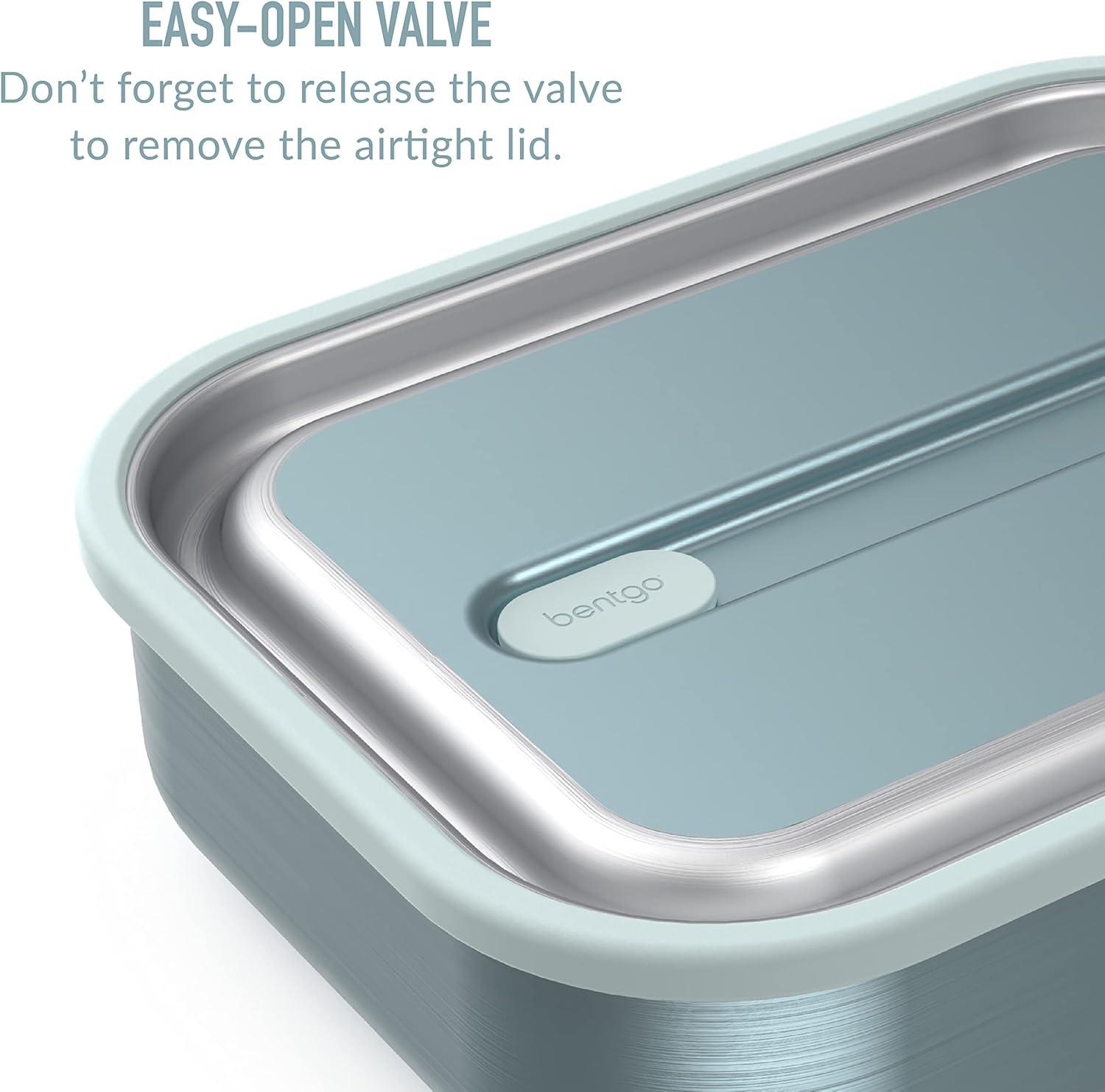 imageBentgo MicroSteel LeakProof Lunch Box MicrowaveSafe OvenSafe BentoStyle Container with Removable Divider Airtight Lid Sustainable Design Odor amp Stain Resistant Rose GoldAqua