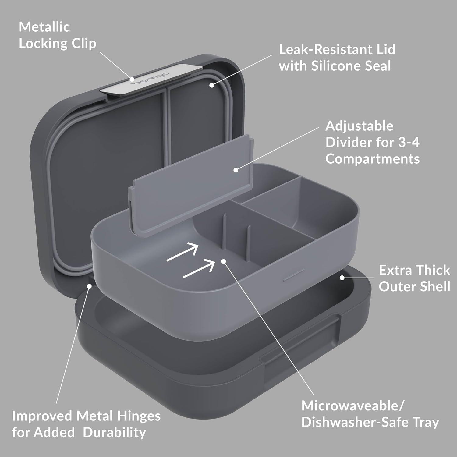 imageBentgo Modern Adult amp Teen Bento Lunch Box 34 Compartments LeakResistant 55 Cup Capacity44 fl oz Improved Locking Clips Reusable BPAFree DishwasherMicrowave Safe Tray Mint GreenDark Gray