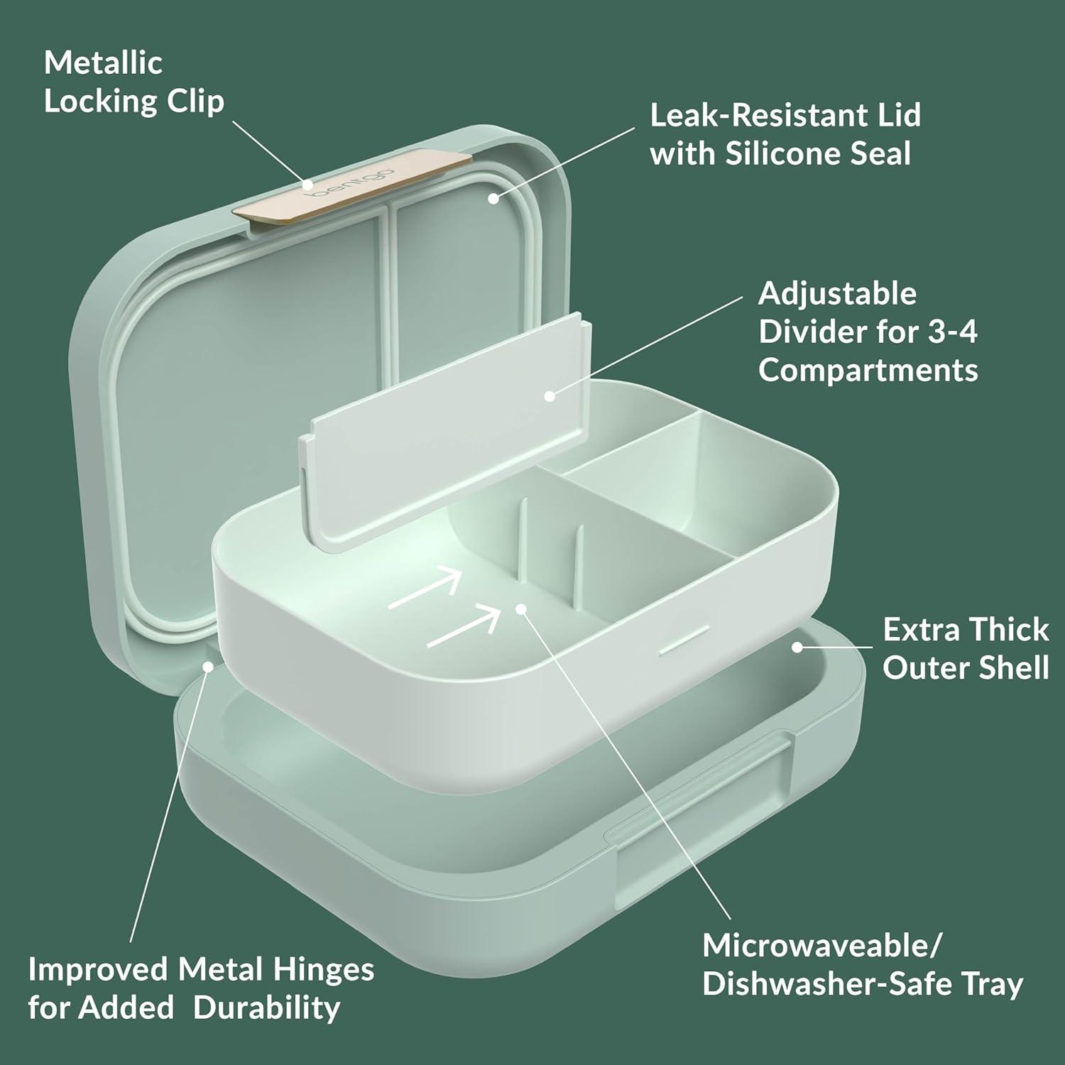 imageBentgo Modern Adult amp Teen Bento Lunch Box 34 Compartments LeakResistant 55 Cup Capacity44 fl oz Improved Locking Clips Reusable BPAFree DishwasherMicrowave Safe Tray Mint GreenMint Green