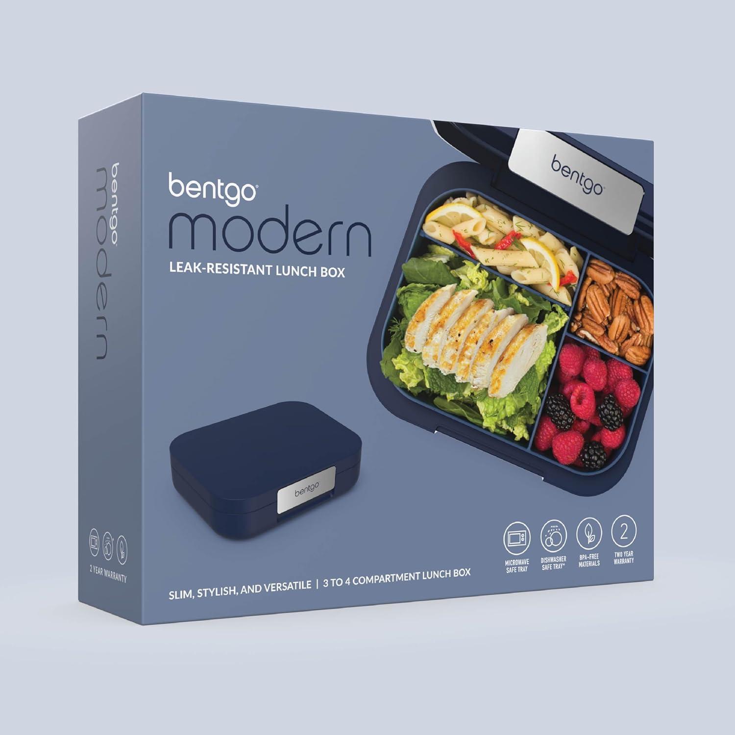 imageBentgo Modern Adult amp Teen Bento Lunch Box 34 Compartments LeakResistant 55 Cup Capacity44 fl oz Improved Locking Clips Reusable BPAFree DishwasherMicrowave Safe Tray Mint GreenNavy