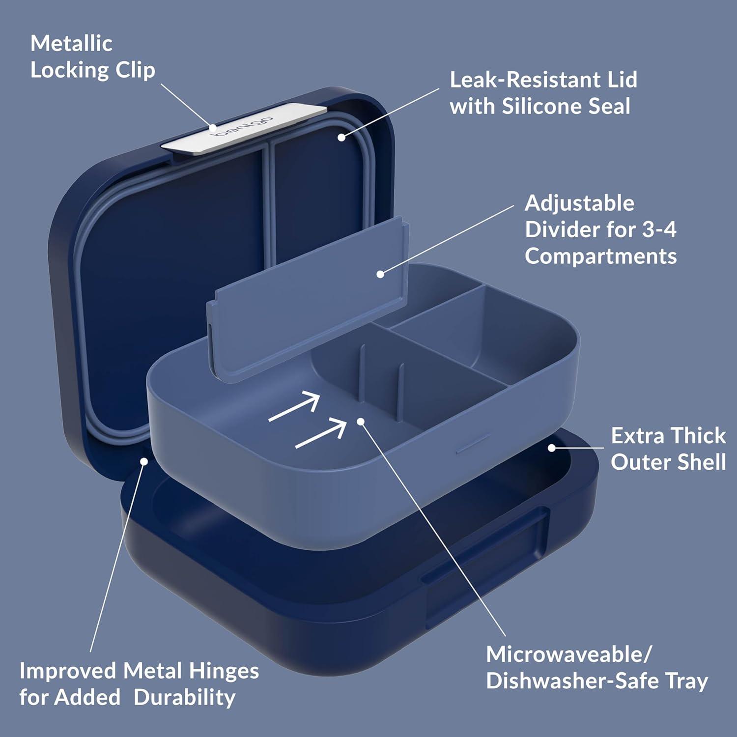 imageBentgo Modern Adult amp Teen Bento Lunch Box 34 Compartments LeakResistant 55 Cup Capacity44 fl oz Improved Locking Clips Reusable BPAFree DishwasherMicrowave Safe Tray Mint GreenNavy