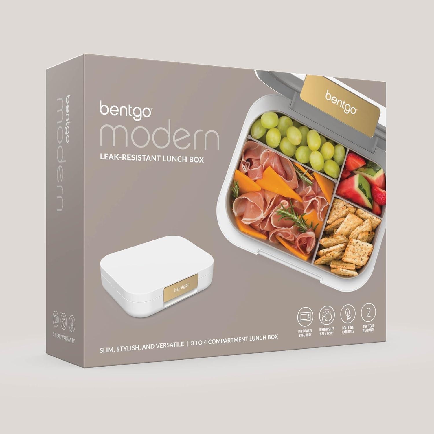 imageBentgo Modern Adult amp Teen Bento Lunch Box 34 Compartments LeakResistant 55 Cup Capacity44 fl oz Improved Locking Clips Reusable BPAFree DishwasherMicrowave Safe Tray Mint GreenWhite