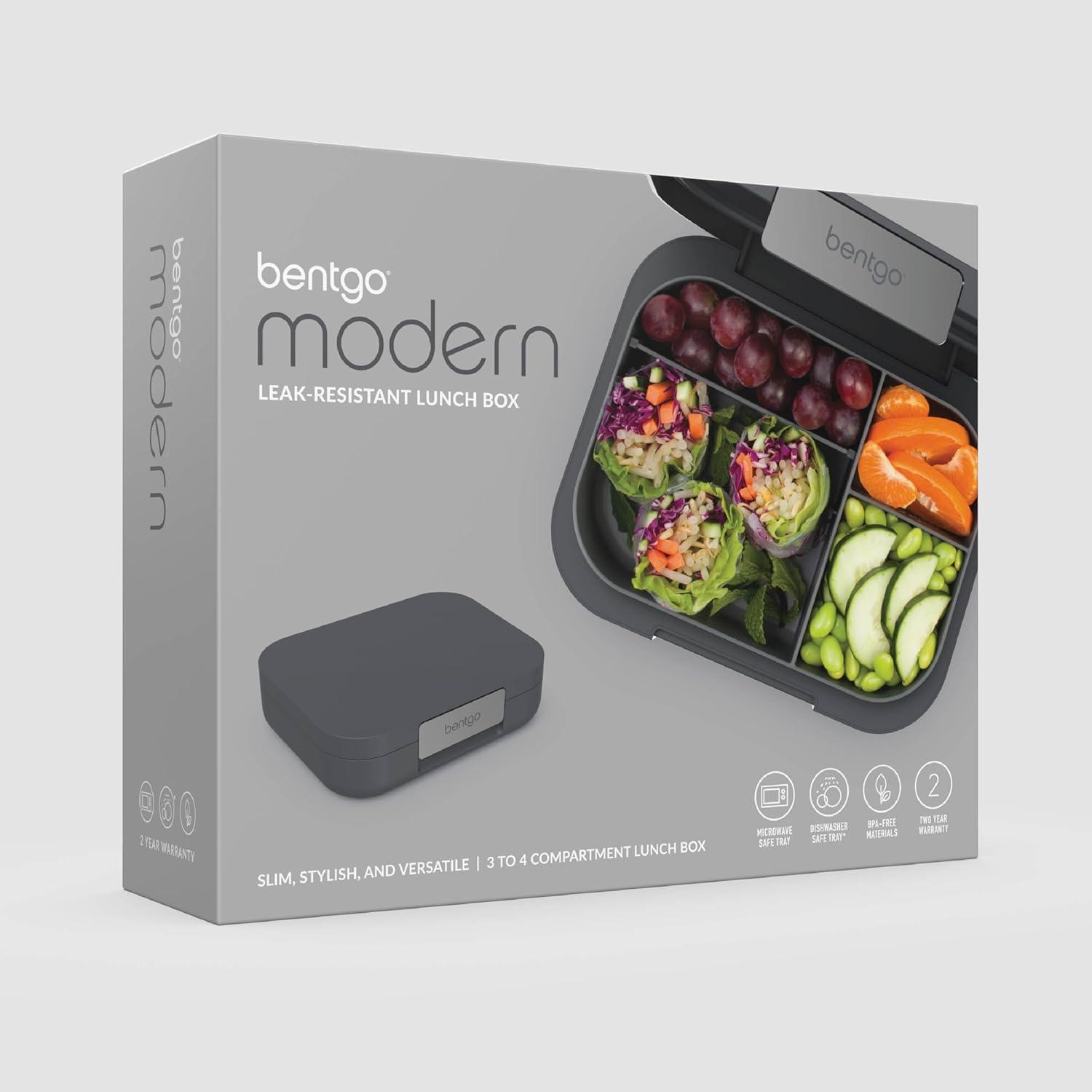 imageBentgo Modern Adult amp Teen Bento Lunch Box 34 Compartments LeakResistant 55 Cup Capacity44 fl oz Improved Locking Clips Reusable BPAFree DishwasherMicrowave Safe Tray Mint GreenDark Gray