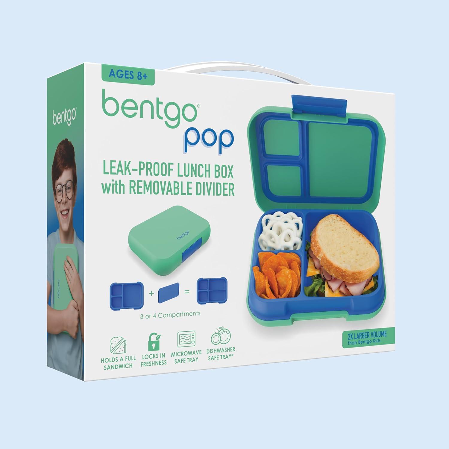 imageBentgo Pop LeakProof Lunch Box amp Removable Divider for Ages 8 amp Teens Lunch Container Holds 5 Cups of Food 34 Compartments MicrowaveDishwasher Safe 2 Year Warranty PeriwinklePinkSpring GreenBlue