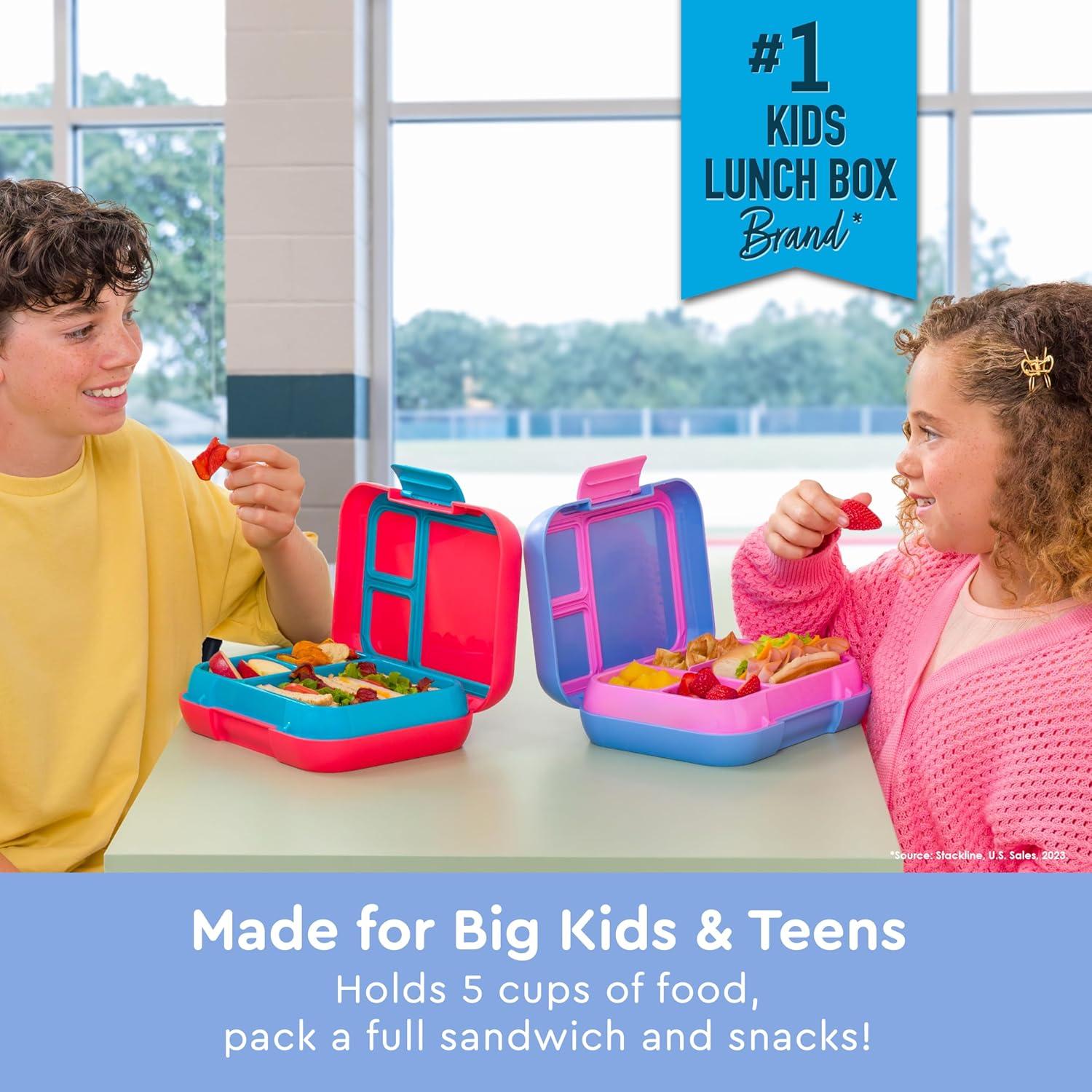 imageBentgo Pop LeakProof Lunch Box amp Removable Divider for Ages 8 amp Teens Lunch Container Holds 5 Cups of Food 34 Compartments MicrowaveDishwasher Safe 2 Year Warranty PeriwinklePinkPeriwinklePink