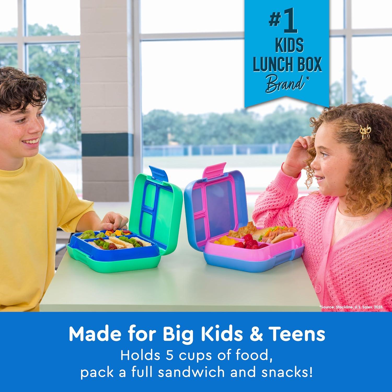imageBentgo Pop LeakProof Lunch Box amp Removable Divider for Ages 8 amp Teens Lunch Container Holds 5 Cups of Food 34 Compartments MicrowaveDishwasher Safe 2 Year Warranty PeriwinklePinkSpring GreenBlue