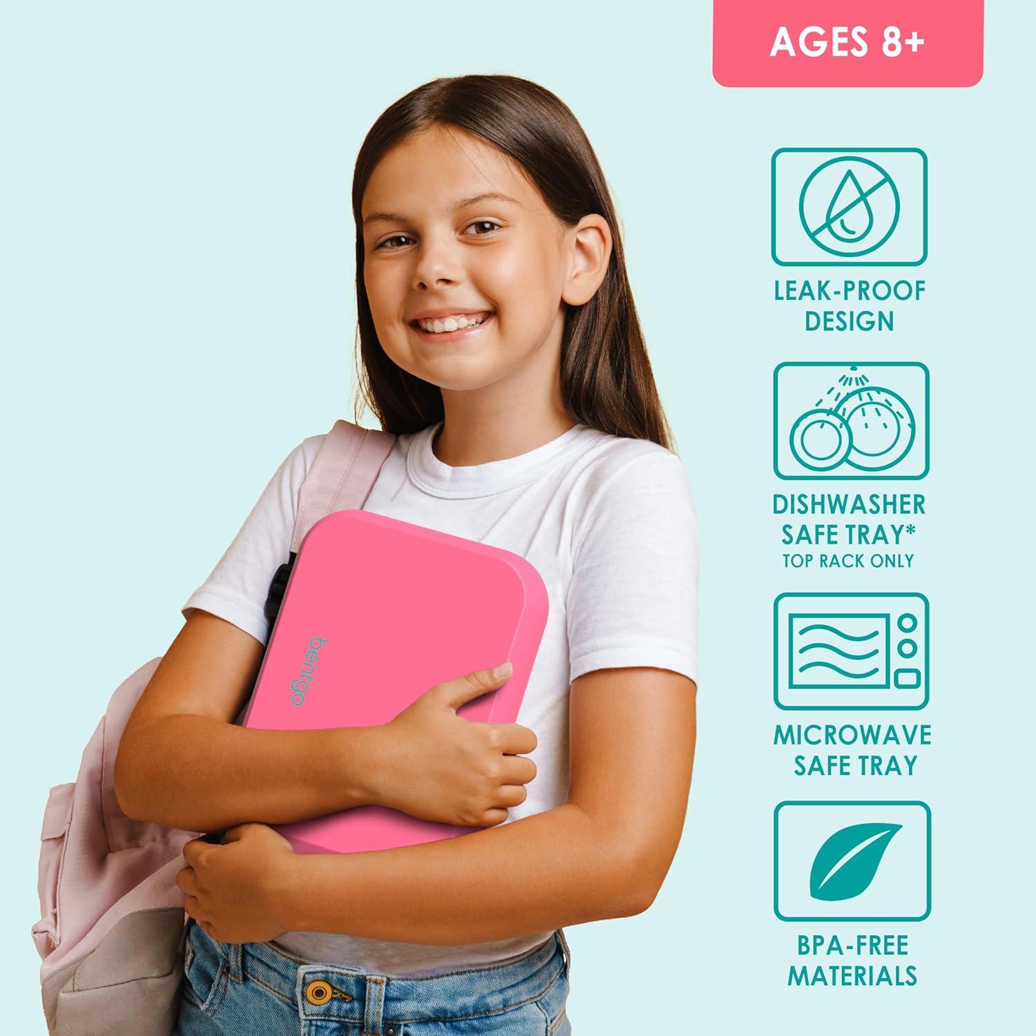 imageBentgo Pop LeakProof Lunch Box amp Removable Divider for Ages 8 amp Teens Lunch Container Holds 5 Cups of Food 34 Compartments MicrowaveDishwasher Safe 2 Year Warranty PeriwinklePinkBright CoralTeal
