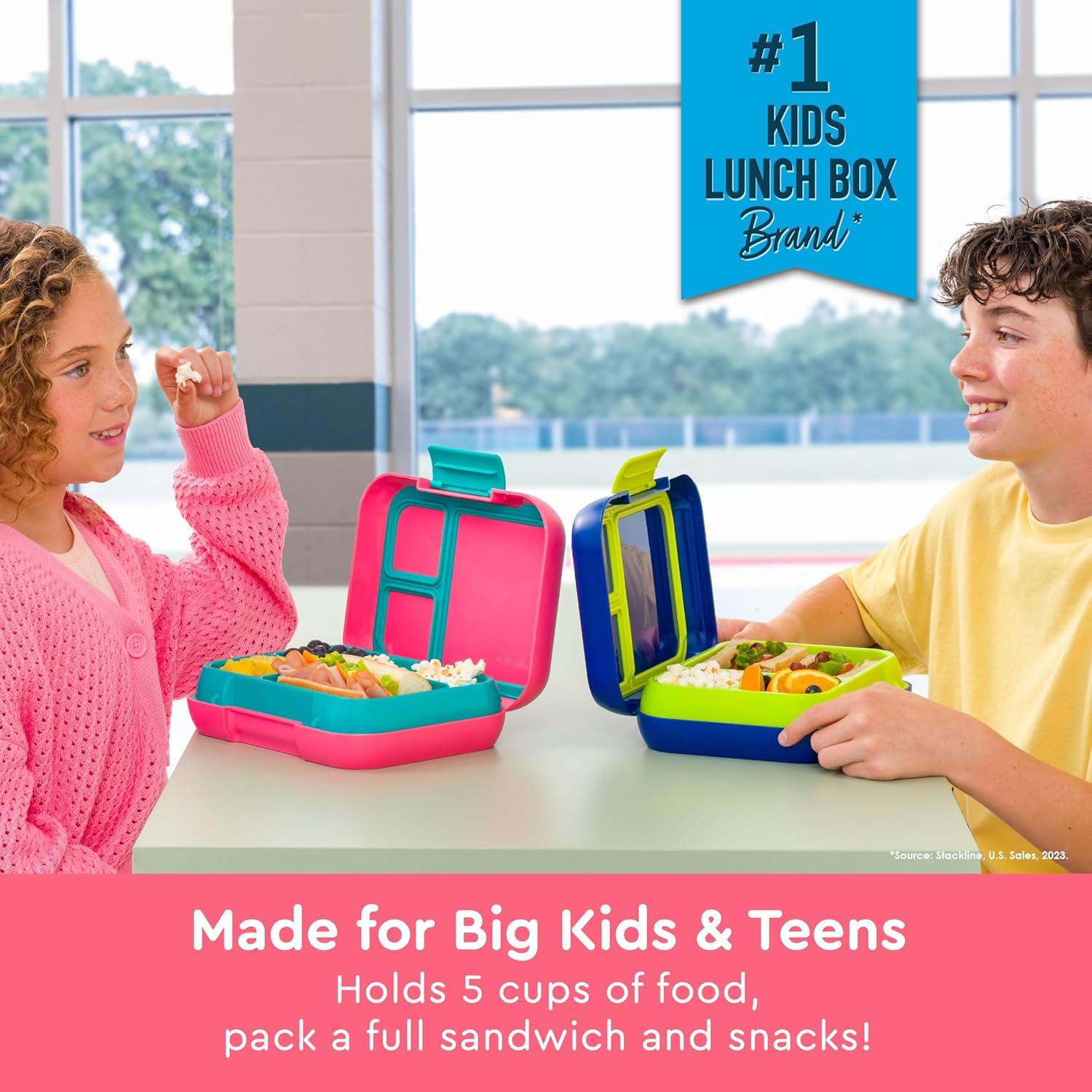 imageBentgo Pop LeakProof Lunch Box amp Removable Divider for Ages 8 amp Teens Lunch Container Holds 5 Cups of Food 34 Compartments MicrowaveDishwasher Safe 2 Year Warranty PeriwinklePinkBright CoralTeal