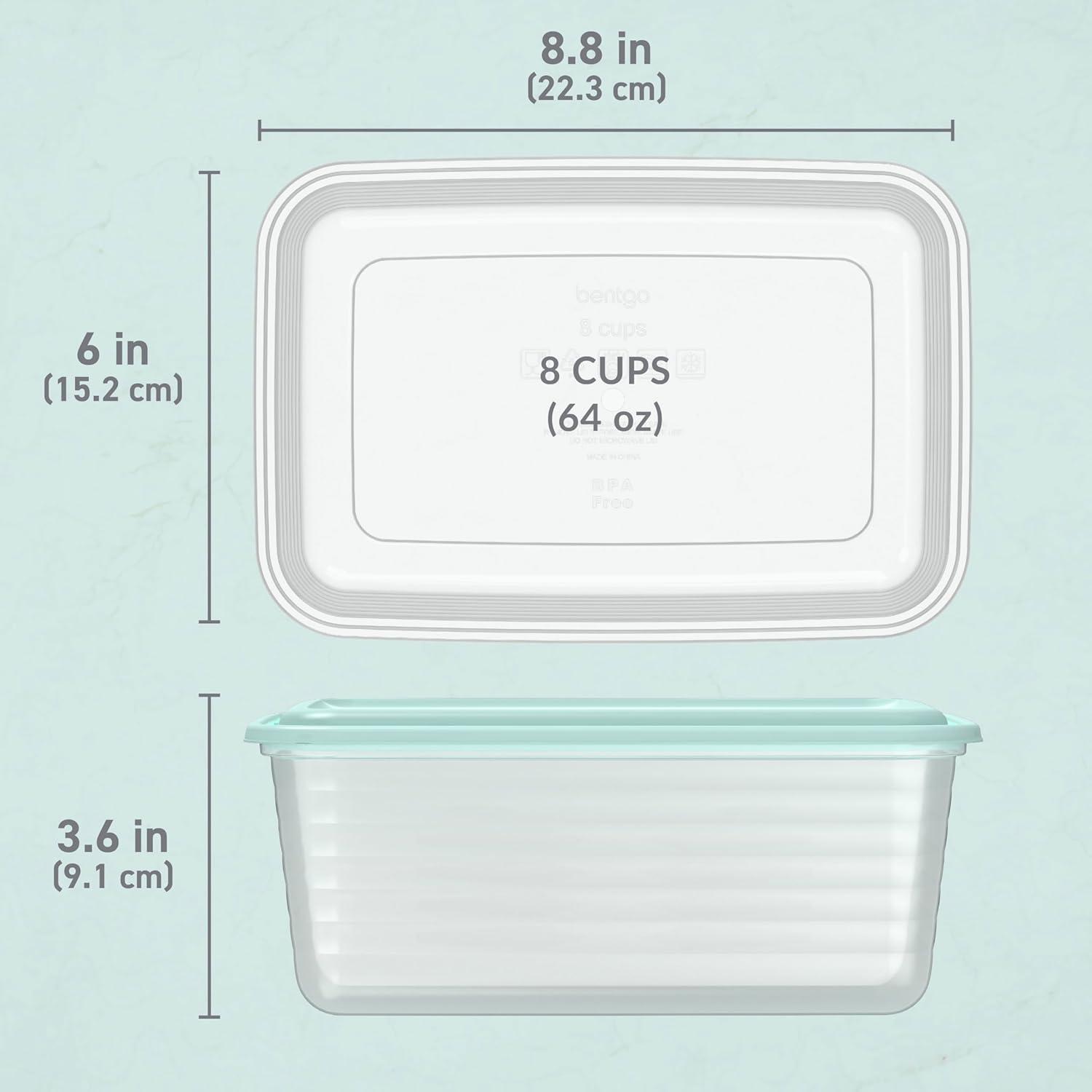 imageBentgo Prep 20Piece DeepDish Storage Containers ExtraLarge 8Cup Capacity for Meal Prep amp Leftovers Reusable PFAS amp BPAFree Durable Microwave Freezer amp Dishwasher Safe Aqua Splash