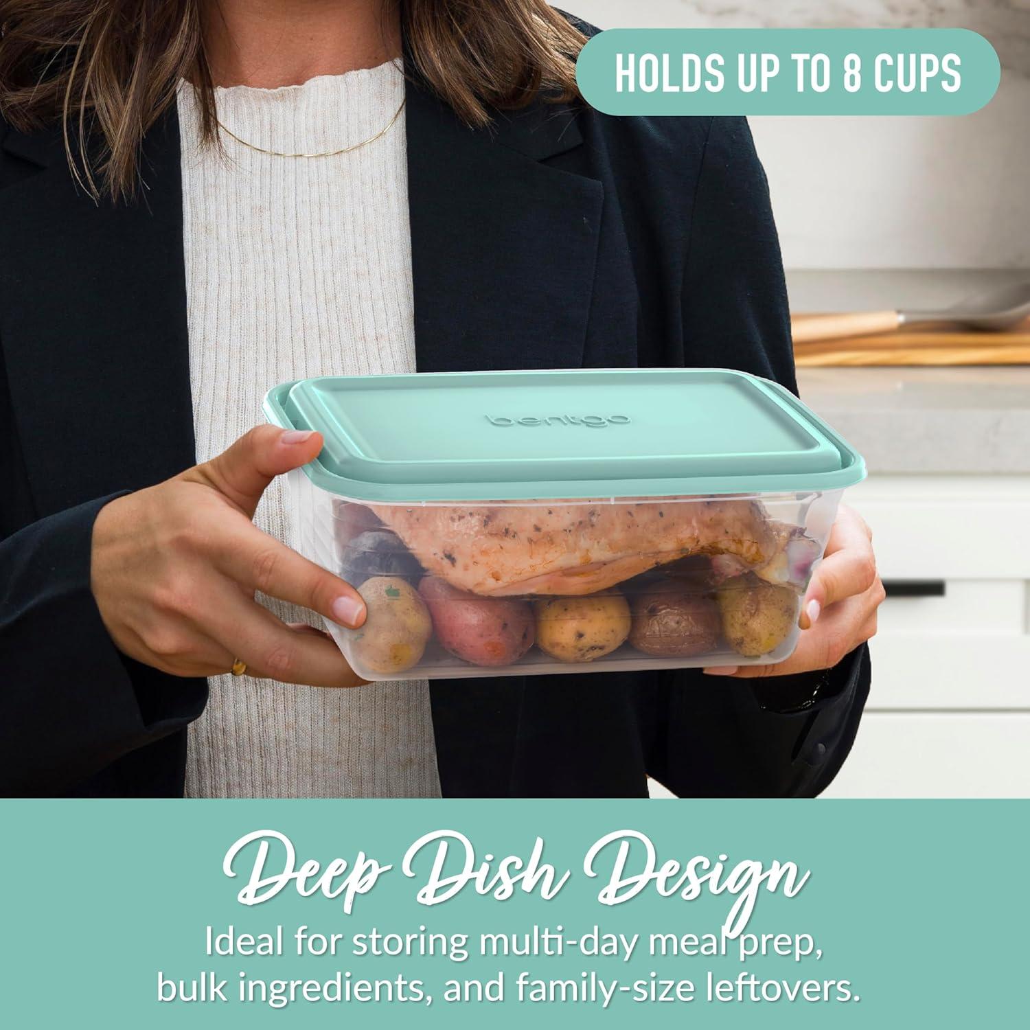 imageBentgo Prep 20Piece DeepDish Storage Containers ExtraLarge 8Cup Capacity for Meal Prep amp Leftovers Reusable PFAS amp BPAFree Durable Microwave Freezer amp Dishwasher Safe Aqua Splash