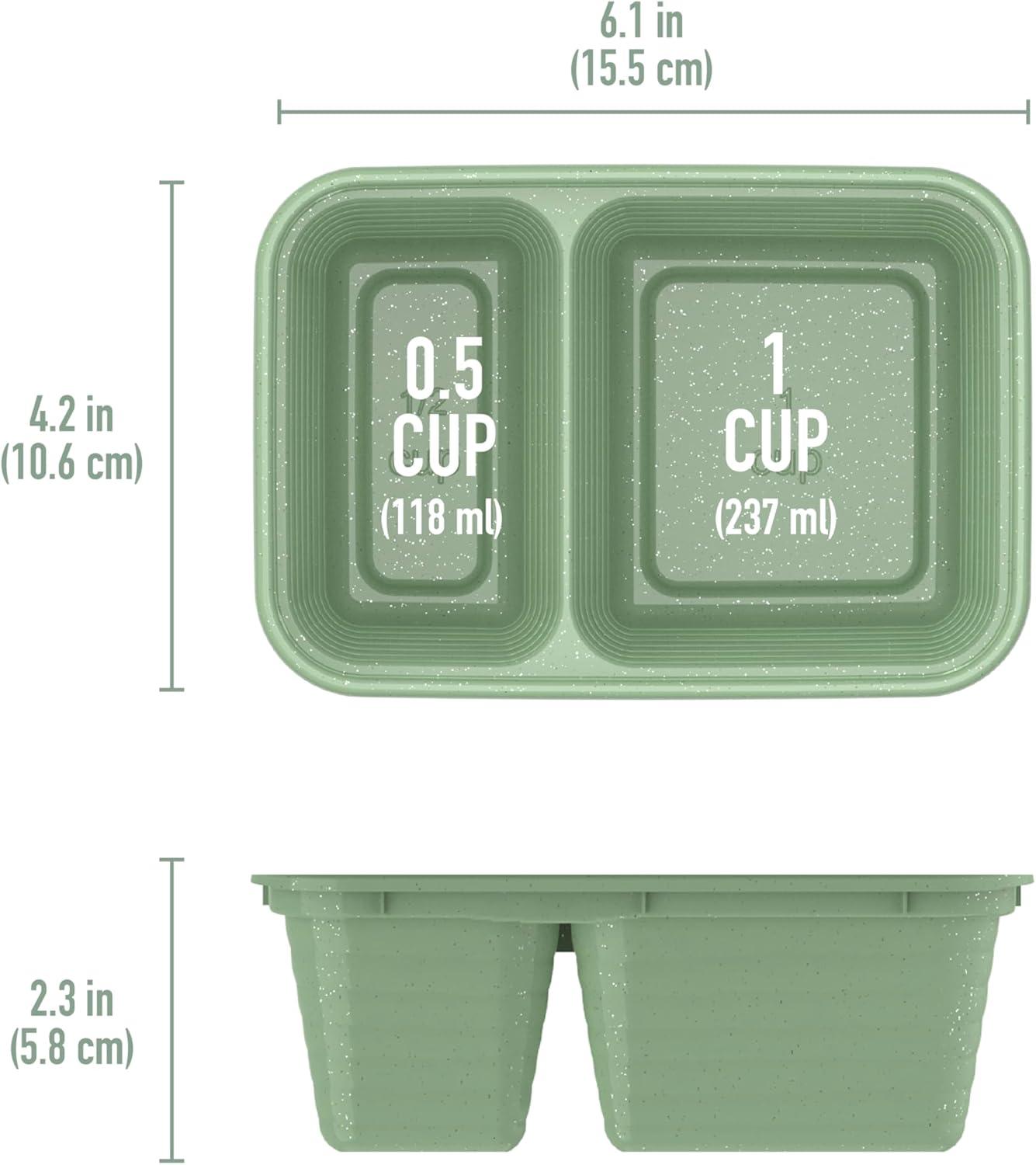 imageBentgo Prep 2Compartment Snack Containers with Lids Reusable Microwaveable Durable PFAS amp BPAFree Freezer and DishwasherSafe Meal Prep Food Storage 10 Trays amp 10 Lids SkyBasil Glitter