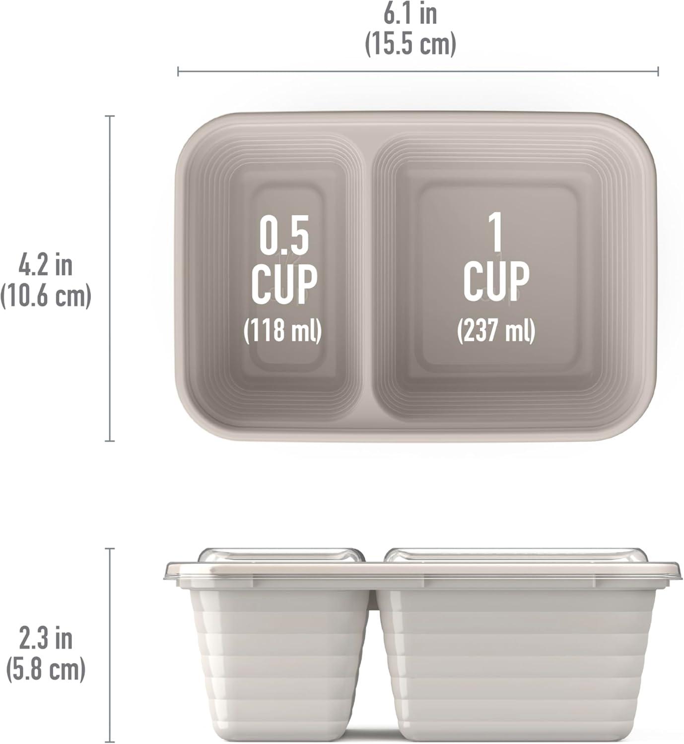 imageBentgo Prep 2Compartment Snack Containers with Lids Reusable Microwaveable Durable PFAS amp BPAFree Freezer and DishwasherSafe Meal Prep Food Storage 10 Trays amp 10 Lids SkyClay