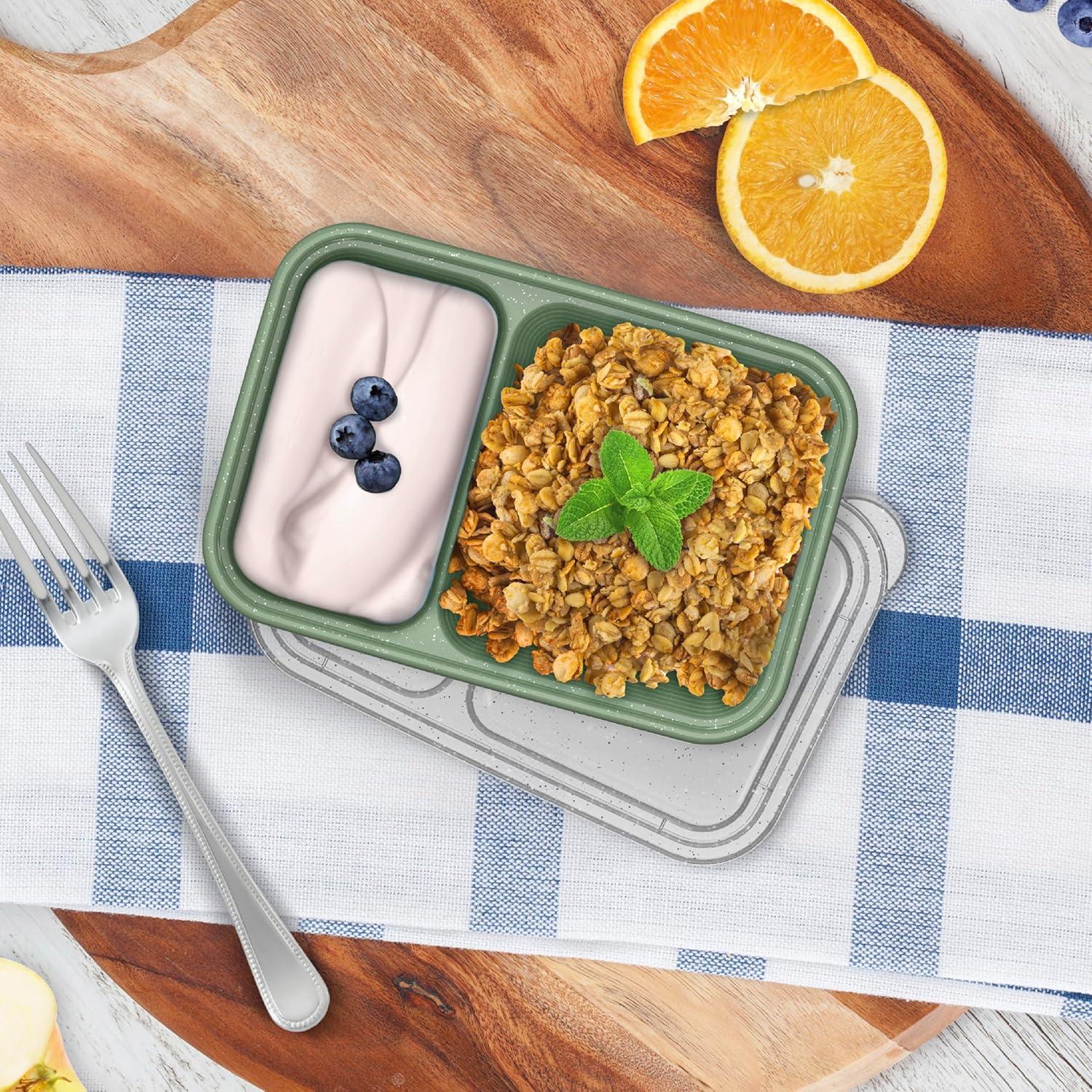 imageBentgo Prep 2Compartment Snack Containers with Lids Reusable Microwaveable Durable PFAS amp BPAFree Freezer and DishwasherSafe Meal Prep Food Storage 10 Trays amp 10 Lids SkyBasil Glitter