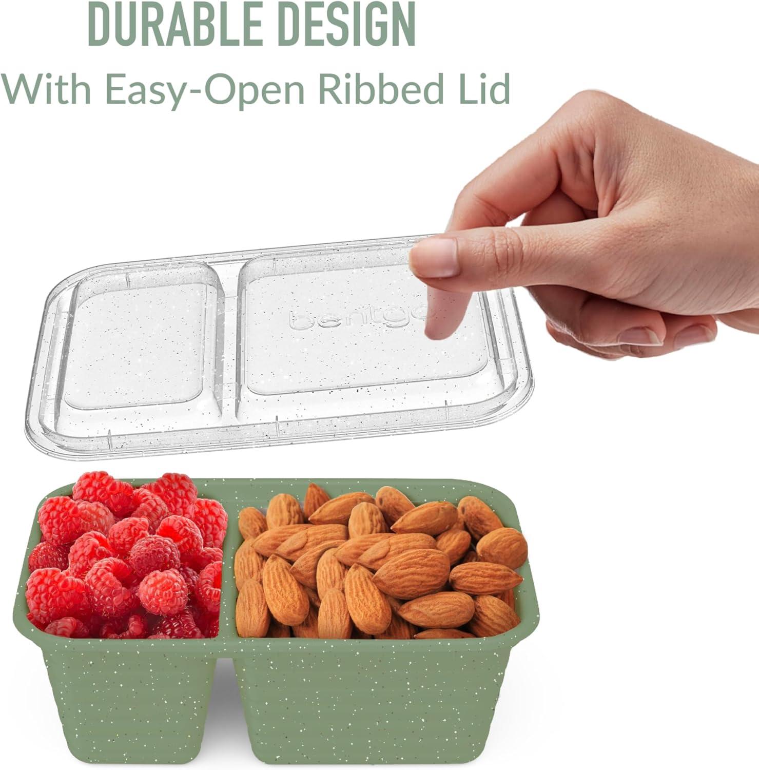 imageBentgo Prep 2Compartment Snack Containers with Lids Reusable Microwaveable Durable PFAS amp BPAFree Freezer and DishwasherSafe Meal Prep Food Storage 10 Trays amp 10 Lids SkyBasil Glitter