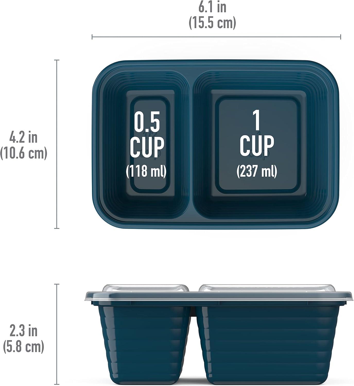imageBentgo Prep 2Compartment Snack Containers with Lids Reusable Microwaveable Durable PFAS amp BPAFree Freezer and DishwasherSafe Meal Prep Food Storage 10 Trays amp 10 Lids SkyDeep Teal