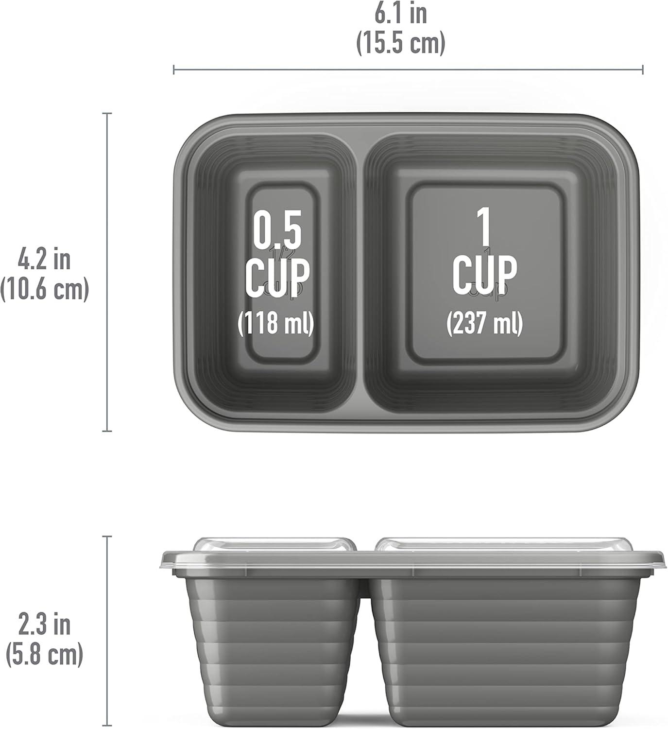 imageBentgo Prep 2Compartment Snack Containers with Lids Reusable Microwaveable Durable PFAS amp BPAFree Freezer and DishwasherSafe Meal Prep Food Storage 10 Trays amp 10 Lids SkyPewter