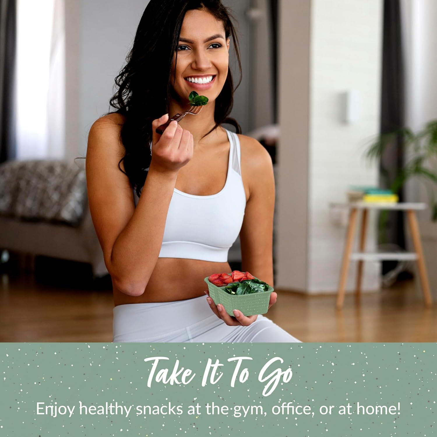 imageBentgo Prep 2Compartment Snack Containers with Lids Reusable Microwaveable Durable PFAS amp BPAFree Freezer and DishwasherSafe Meal Prep Food Storage 10 Trays amp 10 Lids SkyBasil Glitter