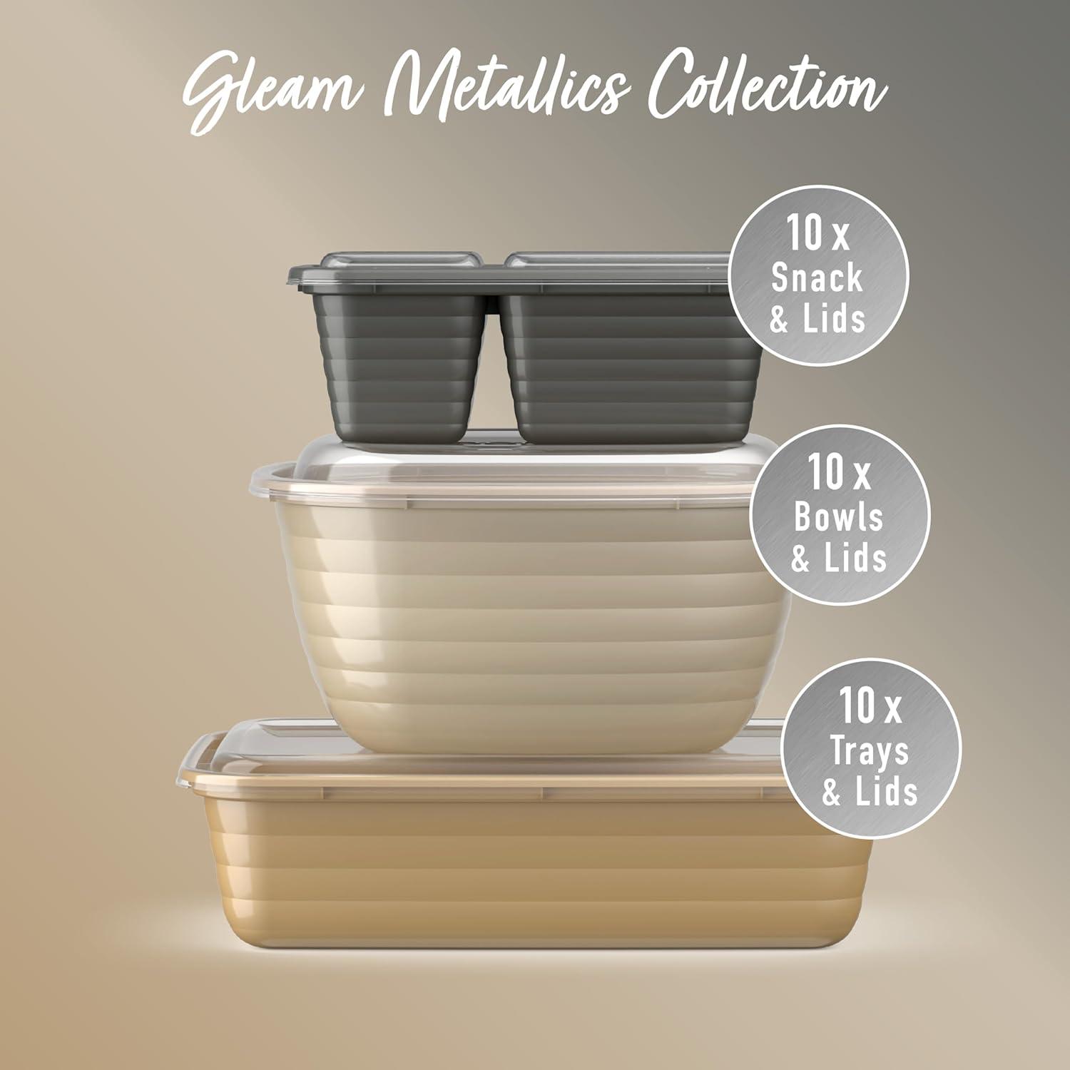 imageBentgo Prep 60Piece Variety Meal Prep Kit Reusable PFAS amp BPAFree Food Containers 1Compartment Trays Prep Bowls amp Snack Boxes Microwave Freezer amp Dishwasher Safe Rich ShadesGleam Metallics