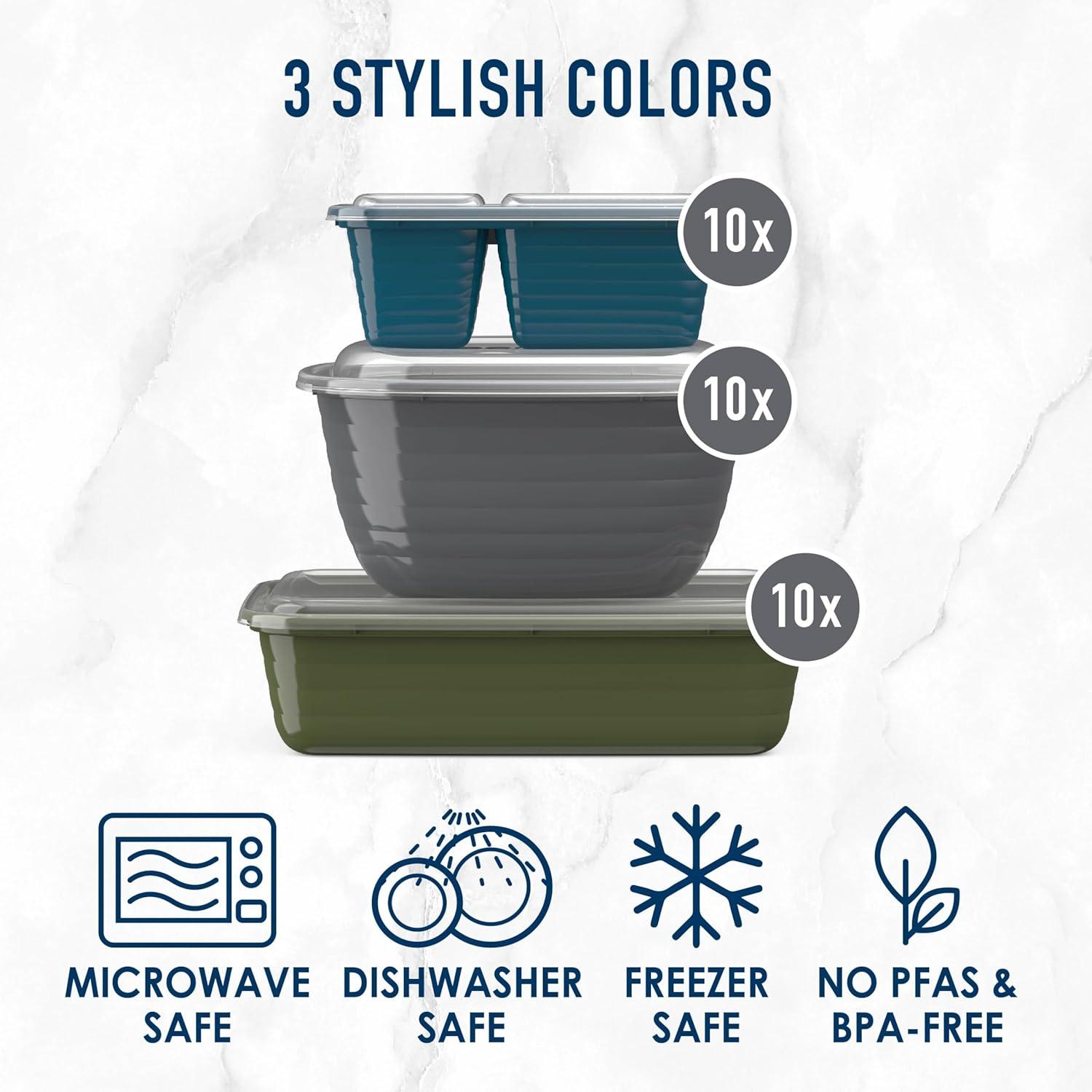 imageBentgo Prep 60Piece Variety Meal Prep Kit Reusable PFAS amp BPAFree Food Containers 1Compartment Trays Prep Bowls amp Snack Boxes Microwave Freezer amp Dishwasher Safe Rich ShadesRich Shades