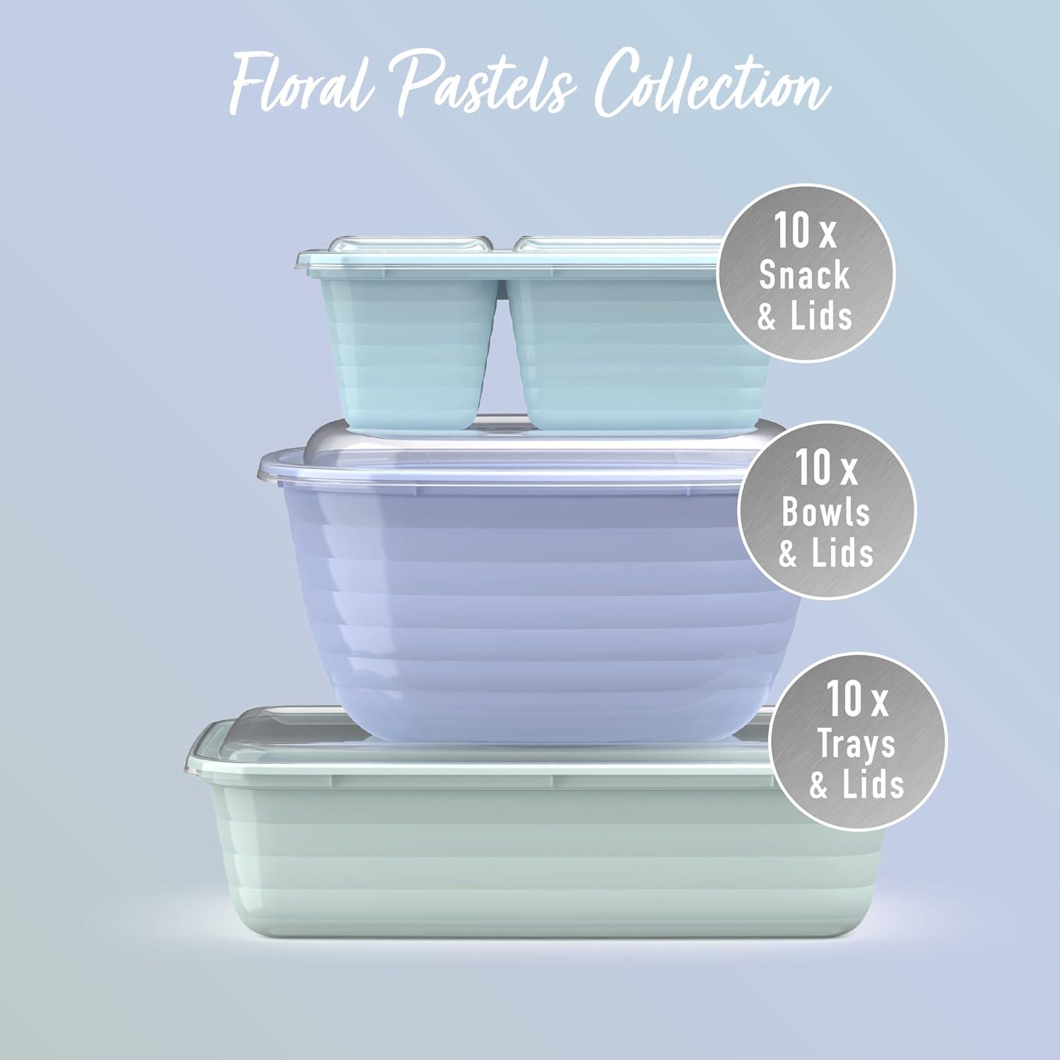 imageBentgo Prep 60Piece Variety Meal Prep Kit Reusable PFAS amp BPAFree Food Containers 1Compartment Trays Prep Bowls amp Snack Boxes Microwave Freezer amp Dishwasher Safe Rich ShadesFloral Pastels