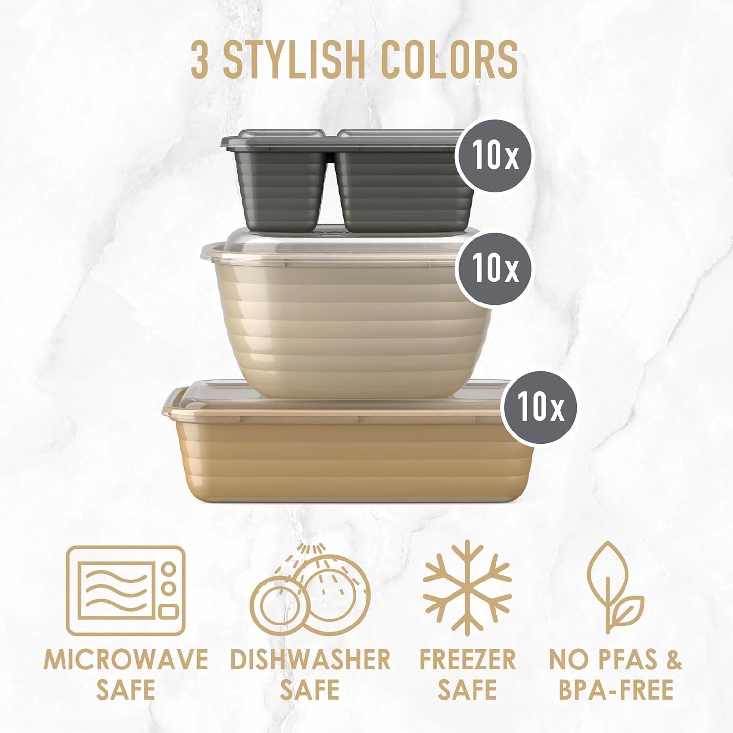 imageBentgo Prep 60Piece Variety Meal Prep Kit Reusable PFAS amp BPAFree Food Containers 1Compartment Trays Prep Bowls amp Snack Boxes Microwave Freezer amp Dishwasher Safe Rich ShadesGleam Metallics