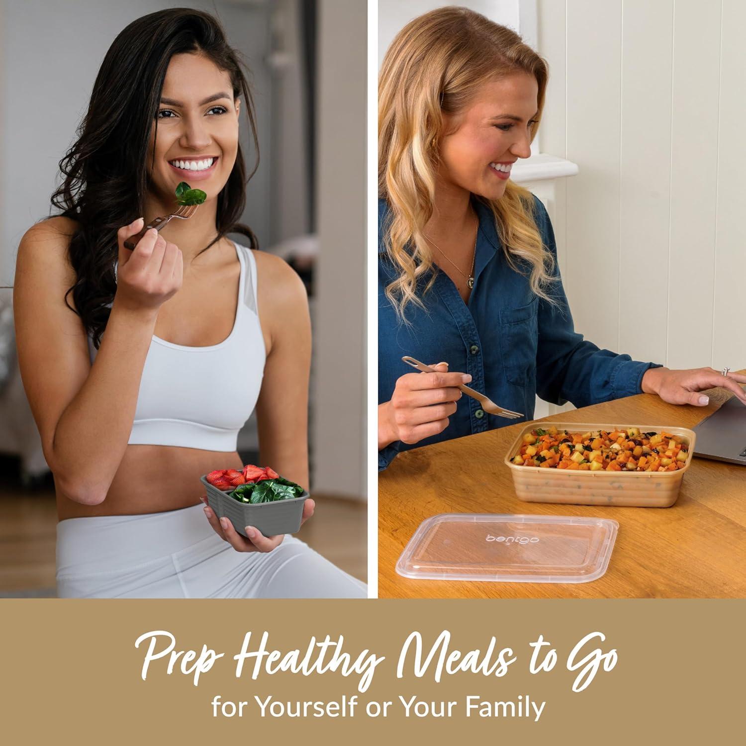 imageBentgo Prep 60Piece Variety Meal Prep Kit Reusable PFAS amp BPAFree Food Containers 1Compartment Trays Prep Bowls amp Snack Boxes Microwave Freezer amp Dishwasher Safe Rich ShadesGleam Metallics