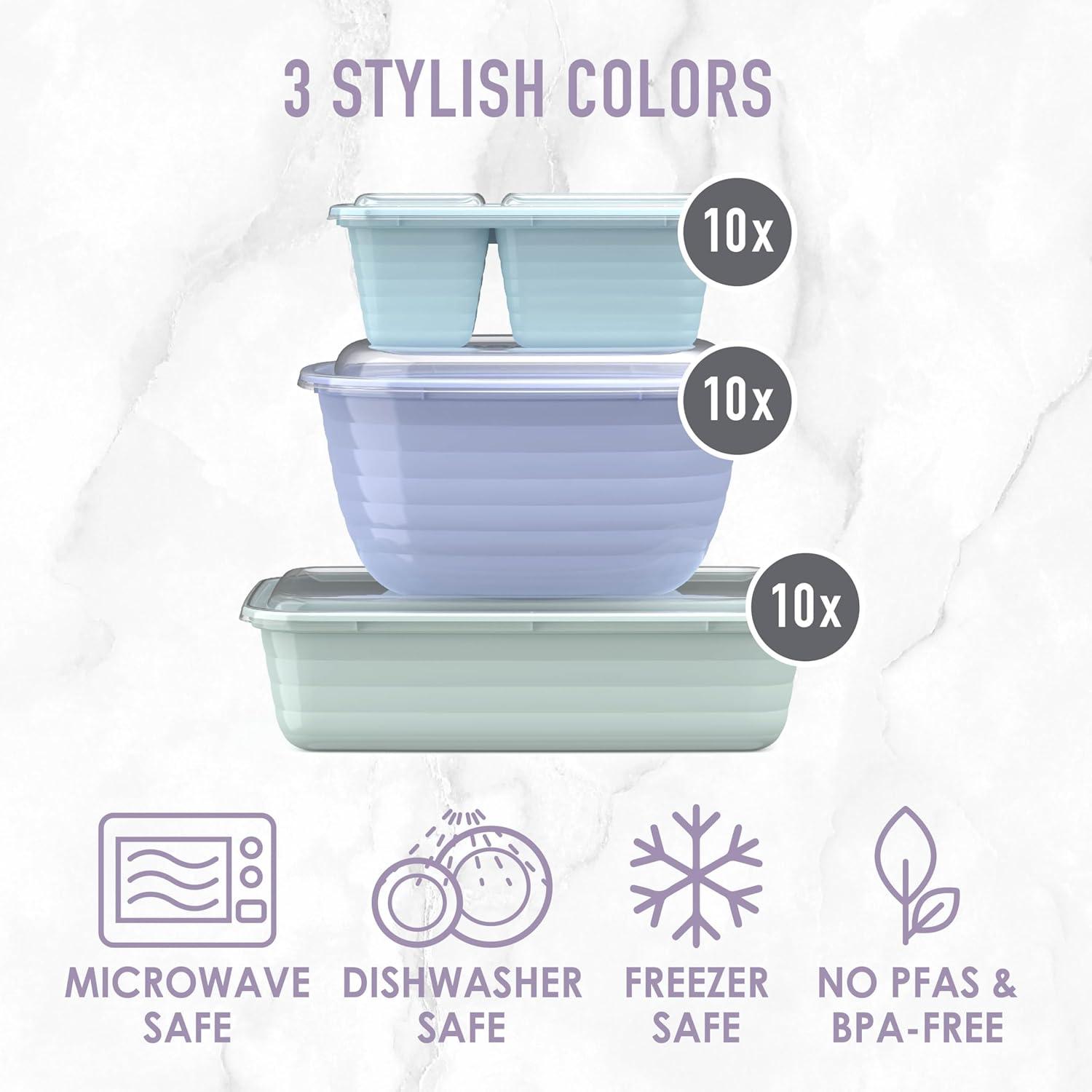imageBentgo Prep 60Piece Variety Meal Prep Kit Reusable PFAS amp BPAFree Food Containers 1Compartment Trays Prep Bowls amp Snack Boxes Microwave Freezer amp Dishwasher Safe Rich ShadesFloral Pastels