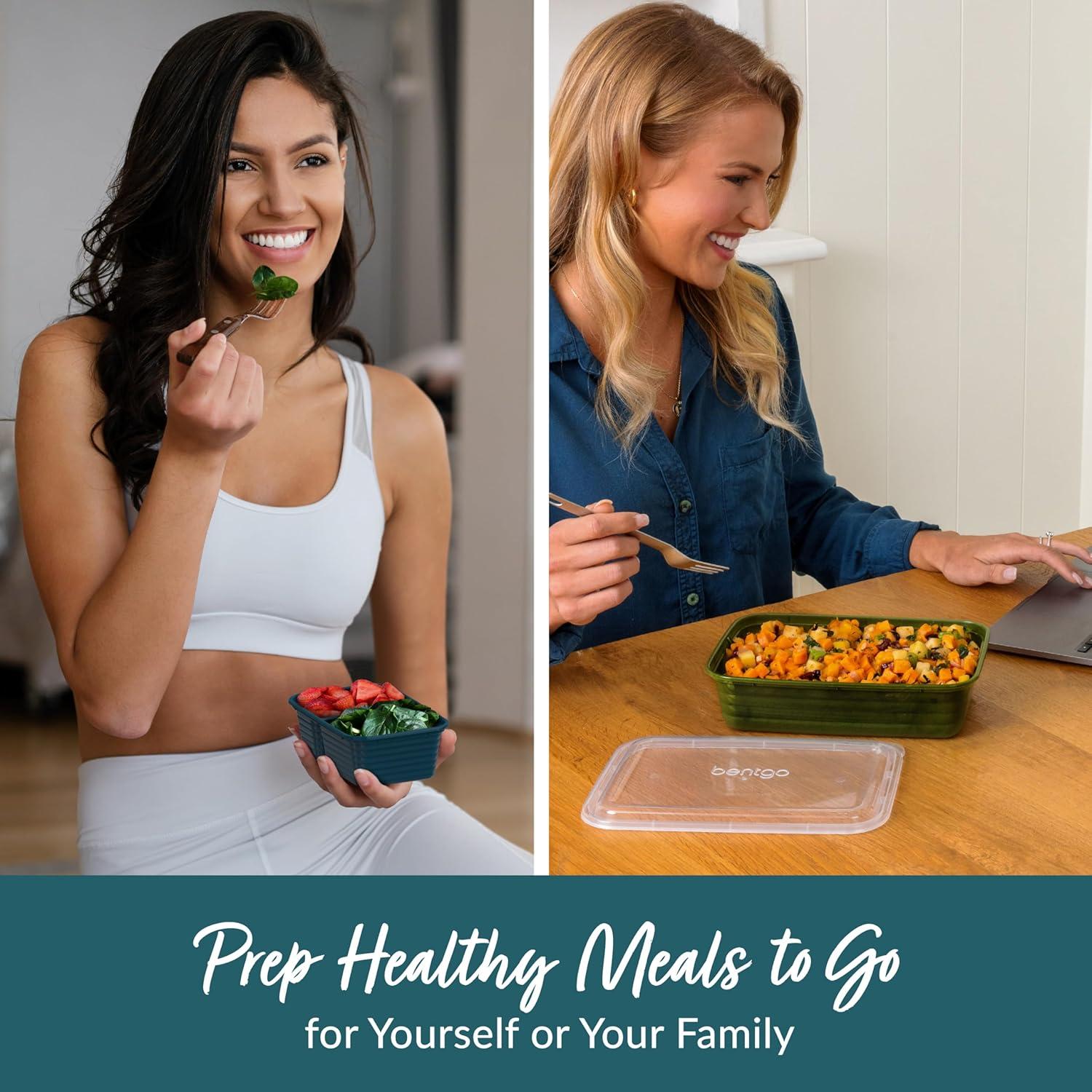 imageBentgo Prep 60Piece Variety Meal Prep Kit Reusable PFAS amp BPAFree Food Containers 1Compartment Trays Prep Bowls amp Snack Boxes Microwave Freezer amp Dishwasher Safe Rich ShadesRich Shades