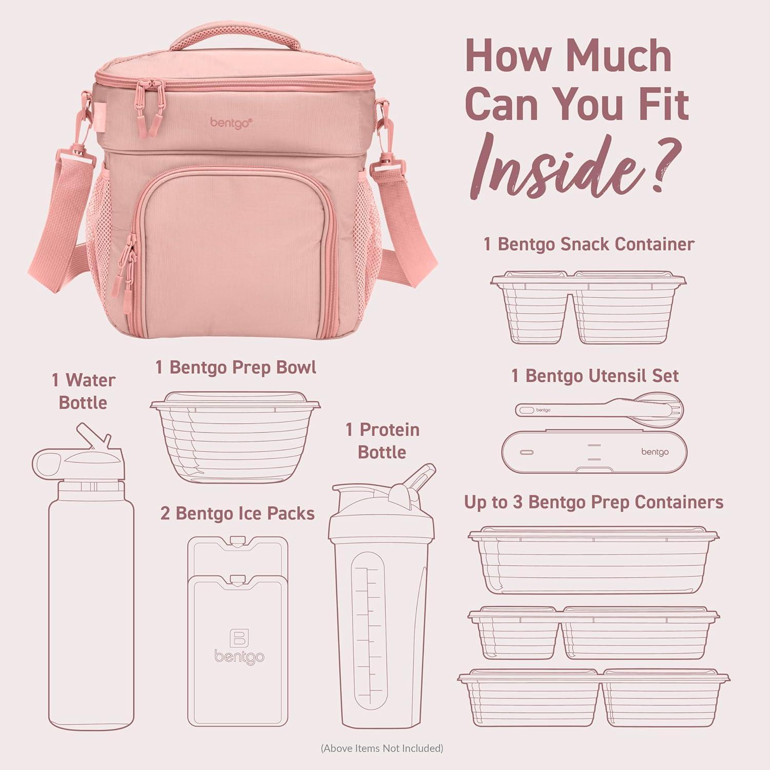 imageBentgo Prep Deluxe Insulated Multimeal Bag Lunch Box Bag Holds 5 Meals Premium Insulation up to 8 Hrs Durable WaterResistant Large Capacity For Adult Meal Prep Navy BlueBlush