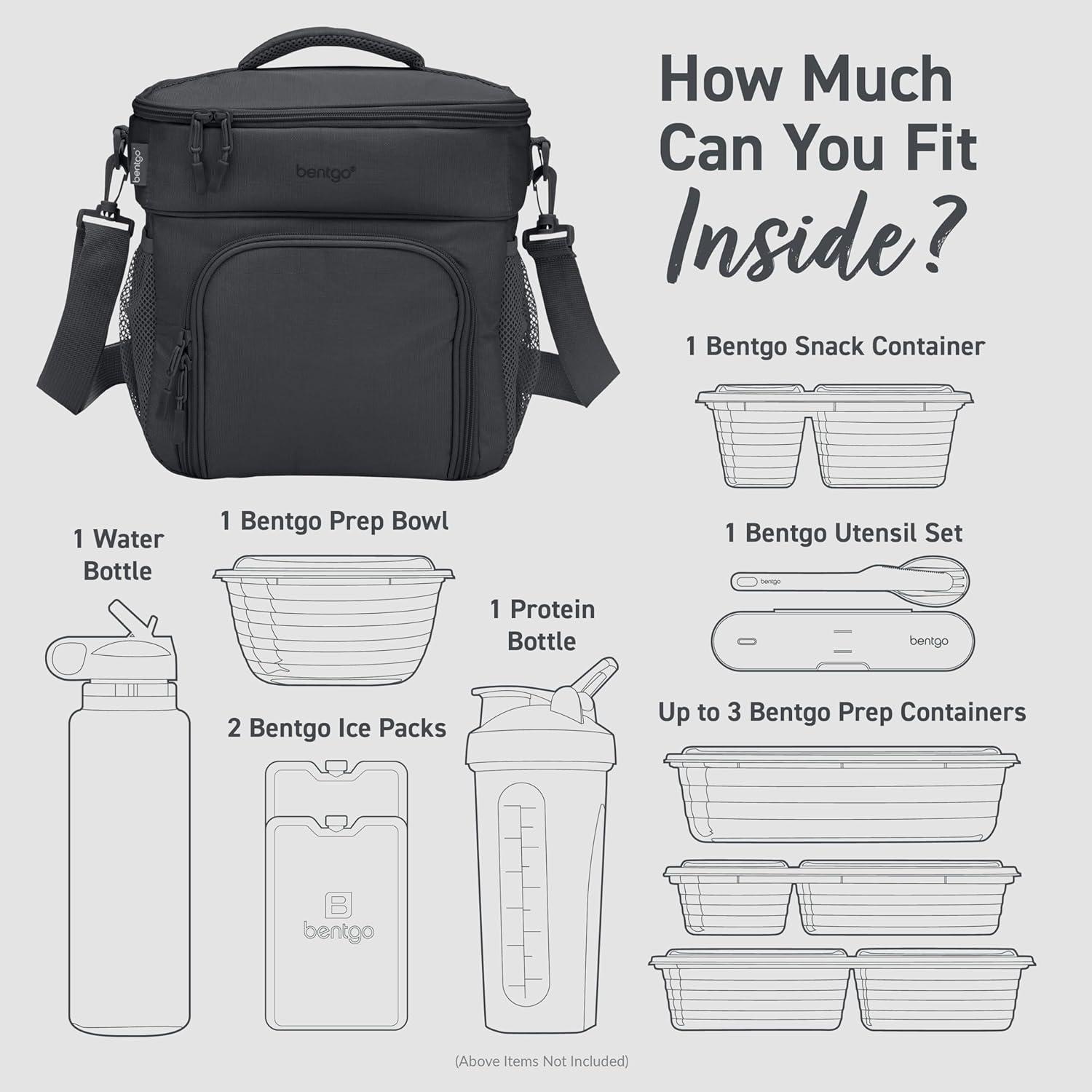 imageBentgo Prep Deluxe Insulated Multimeal Bag Lunch Box Bag Holds 5 Meals Premium Insulation up to 8 Hrs Durable WaterResistant Large Capacity For Adult Meal Prep Navy BlueDark Gray