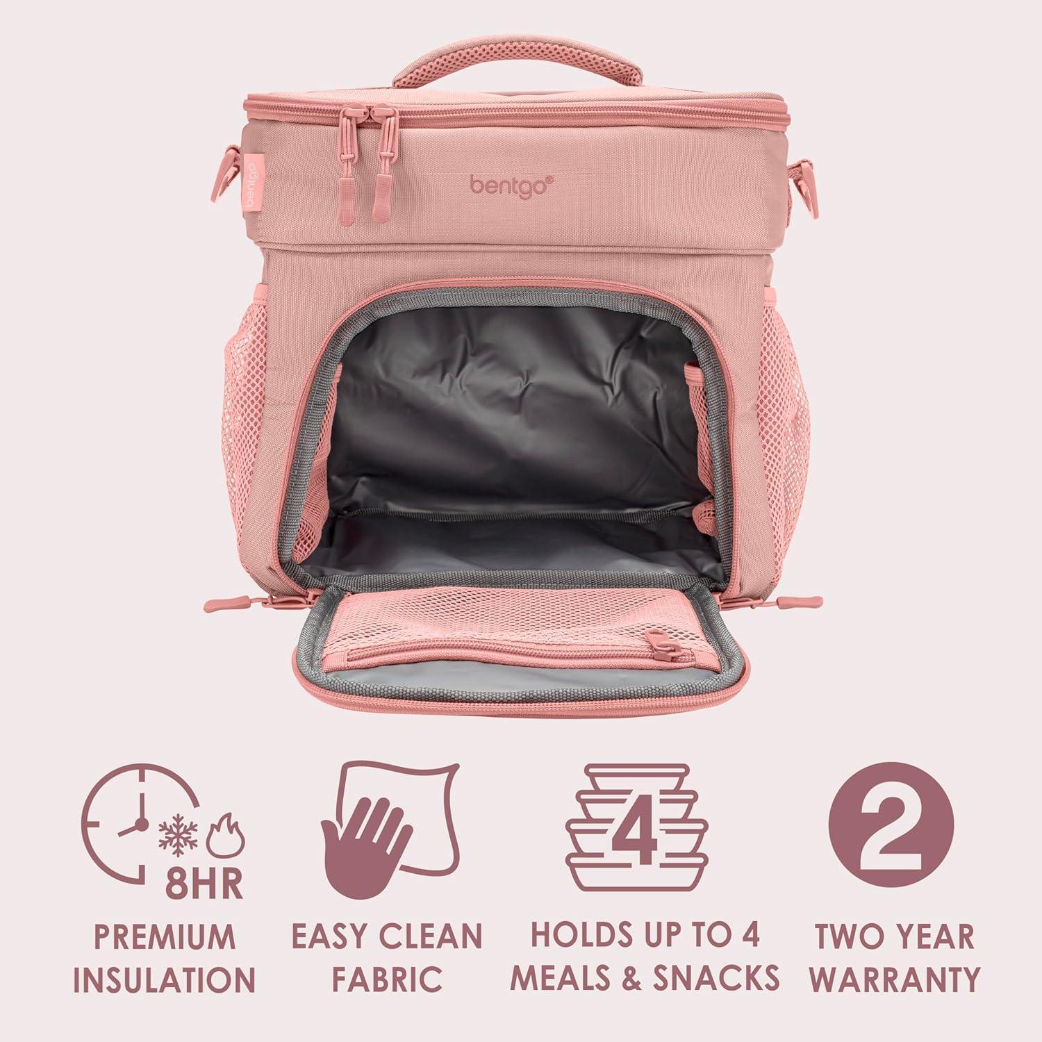 imageBentgo Prep Deluxe Insulated Multimeal Bag Lunch Box Bag Holds 5 Meals Premium Insulation up to 8 Hrs Durable WaterResistant Large Capacity For Adult Meal Prep Navy BlueBlush