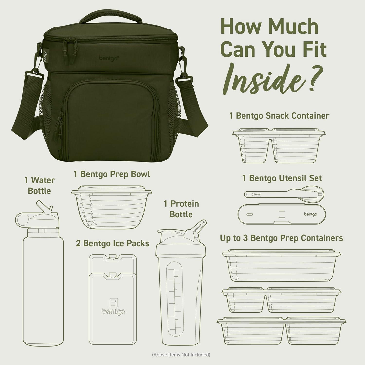 imageBentgo Prep Deluxe Insulated Multimeal Bag Lunch Box Bag Holds 5 Meals Premium Insulation up to 8 Hrs Durable WaterResistant Large Capacity For Adult Meal Prep Navy BlueDark Green