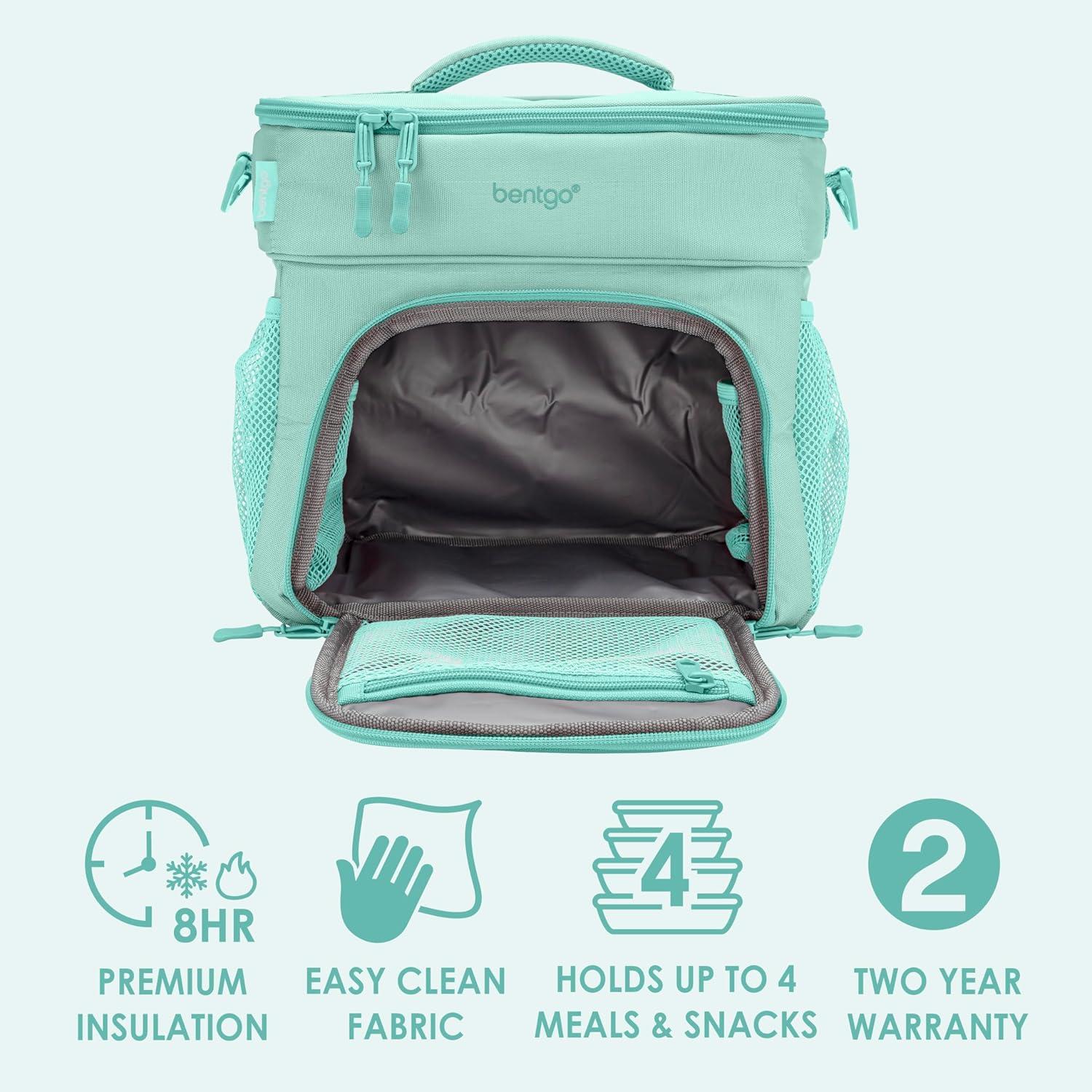 imageBentgo Prep Deluxe Insulated Multimeal Bag Lunch Box Bag Holds 5 Meals Premium Insulation up to 8 Hrs Durable WaterResistant Large Capacity For Adult Meal Prep Navy BlueCoastal Aqua
