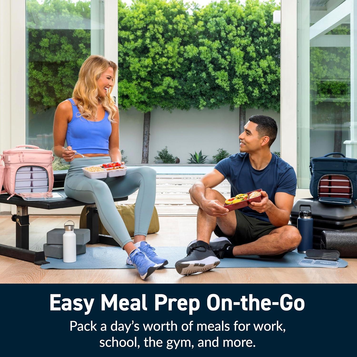 imageBentgo Prep Deluxe Insulated Multimeal Bag Lunch Box Bag Holds 5 Meals Premium Insulation up to 8 Hrs Durable WaterResistant Large Capacity For Adult Meal Prep Navy BlueNavy Blue