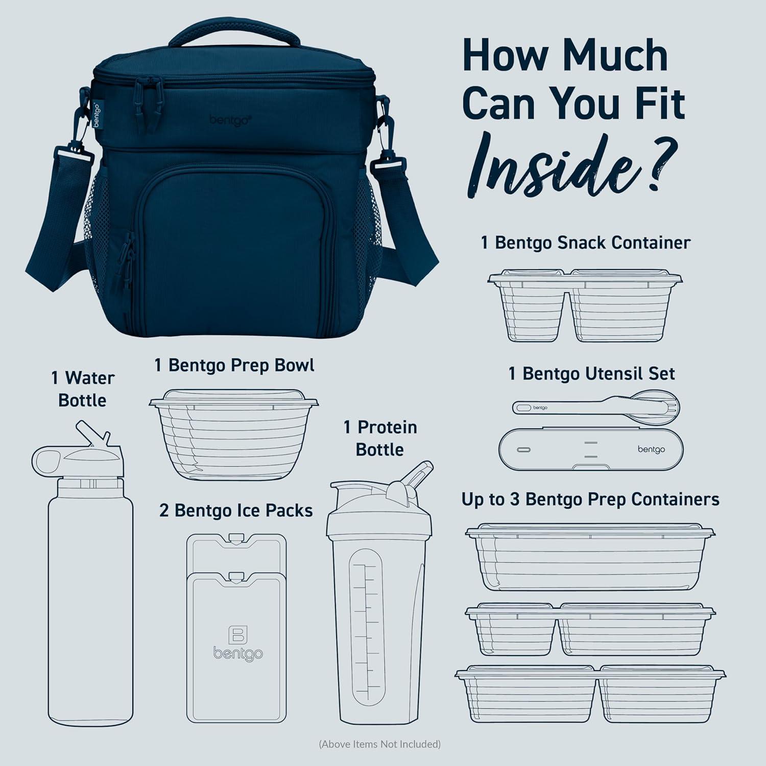 imageBentgo Prep Deluxe Insulated Multimeal Bag Lunch Box Bag Holds 5 Meals Premium Insulation up to 8 Hrs Durable WaterResistant Large Capacity For Adult Meal Prep Navy BlueNavy Blue