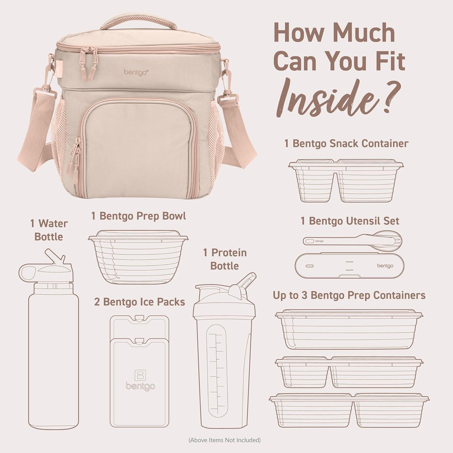 imageBentgo Prep Deluxe Insulated Multimeal Bag Lunch Box Bag Holds 5 Meals Premium Insulation up to 8 Hrs Durable WaterResistant Large Capacity For Adult Meal Prep Navy BlueSand