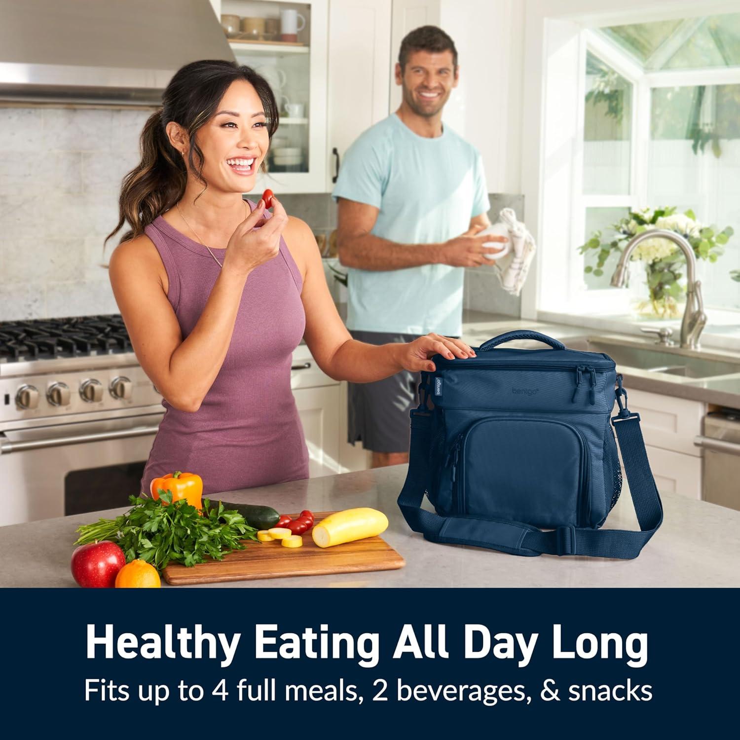 imageBentgo Prep Deluxe Insulated Multimeal Bag Lunch Box Bag Holds 5 Meals Premium Insulation up to 8 Hrs Durable WaterResistant Large Capacity For Adult Meal Prep Navy BlueNavy Blue
