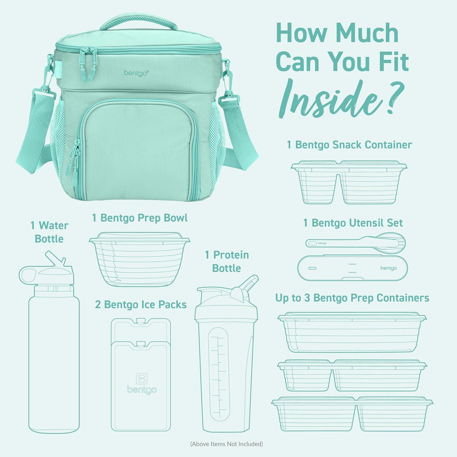imageBentgo Prep Deluxe Insulated Multimeal Bag Lunch Box Bag Holds 5 Meals Premium Insulation up to 8 Hrs Durable WaterResistant Large Capacity For Adult Meal Prep Navy BlueCoastal Aqua
