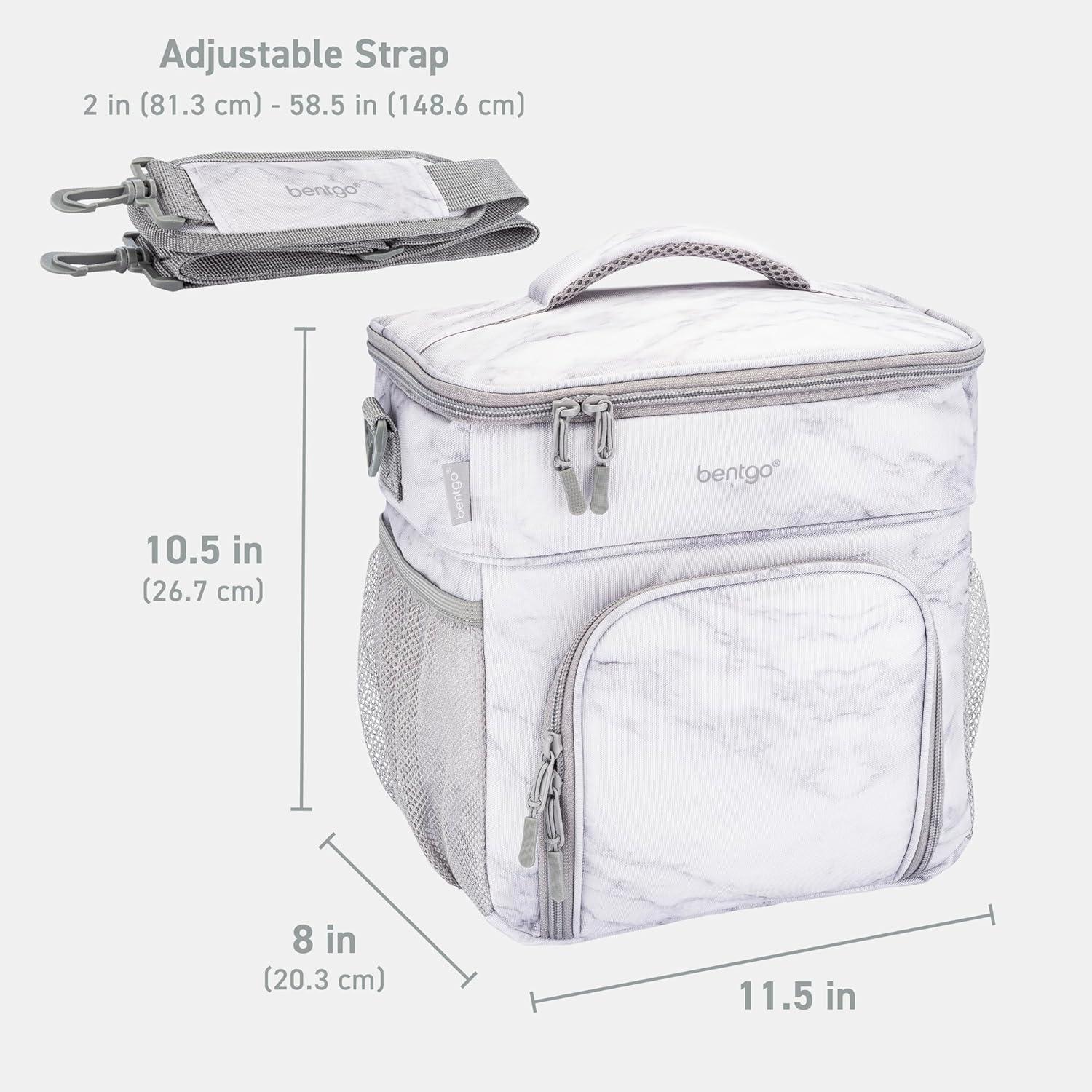 imageBentgo Prep Deluxe Insulated Multimeal Bag Lunch Box Bag Holds 5 Meals Premium Insulation up to 8 Hrs Durable WaterResistant Large Capacity For Adult Meal Prep Navy BlueWhite Marble