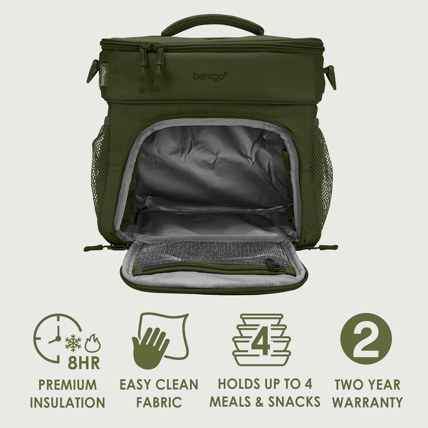 imageBentgo Prep Deluxe Insulated Multimeal Bag Lunch Box Bag Holds 5 Meals Premium Insulation up to 8 Hrs Durable WaterResistant Large Capacity For Adult Meal Prep Navy BlueDark Green