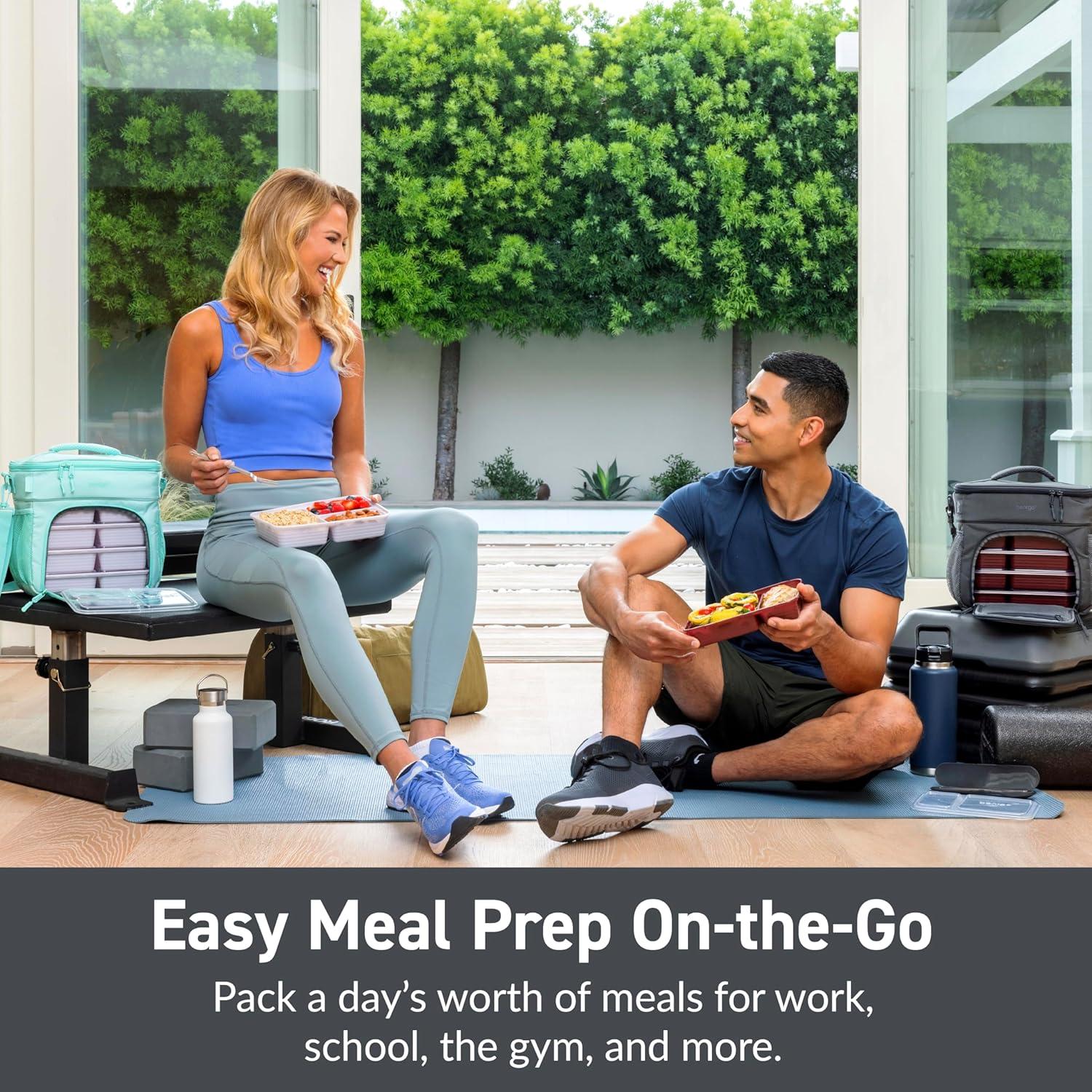 imageBentgo Prep Deluxe Insulated Multimeal Bag Lunch Box Bag Holds 5 Meals Premium Insulation up to 8 Hrs Durable WaterResistant Large Capacity For Adult Meal Prep Navy BlueDark Gray