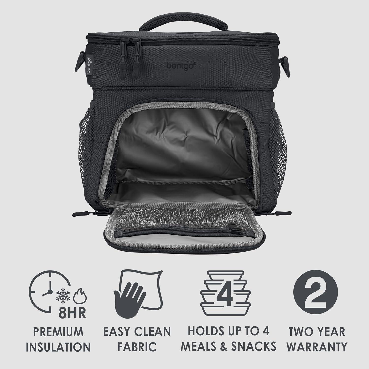 imageBentgo Prep Deluxe Insulated Multimeal Bag Lunch Box Bag Holds 5 Meals Premium Insulation up to 8 Hrs Durable WaterResistant Large Capacity For Adult Meal Prep Navy BlueDark Gray