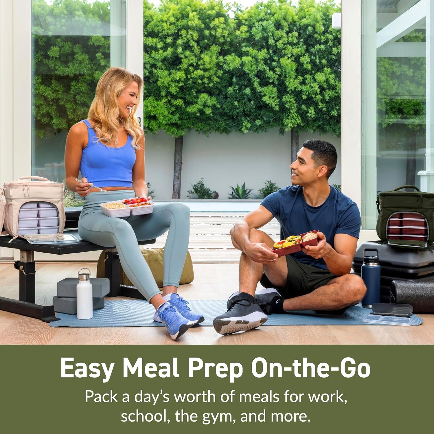 imageBentgo Prep Deluxe Insulated Multimeal Bag Lunch Box Bag Holds 5 Meals Premium Insulation up to 8 Hrs Durable WaterResistant Large Capacity For Adult Meal Prep Navy BlueDark Green