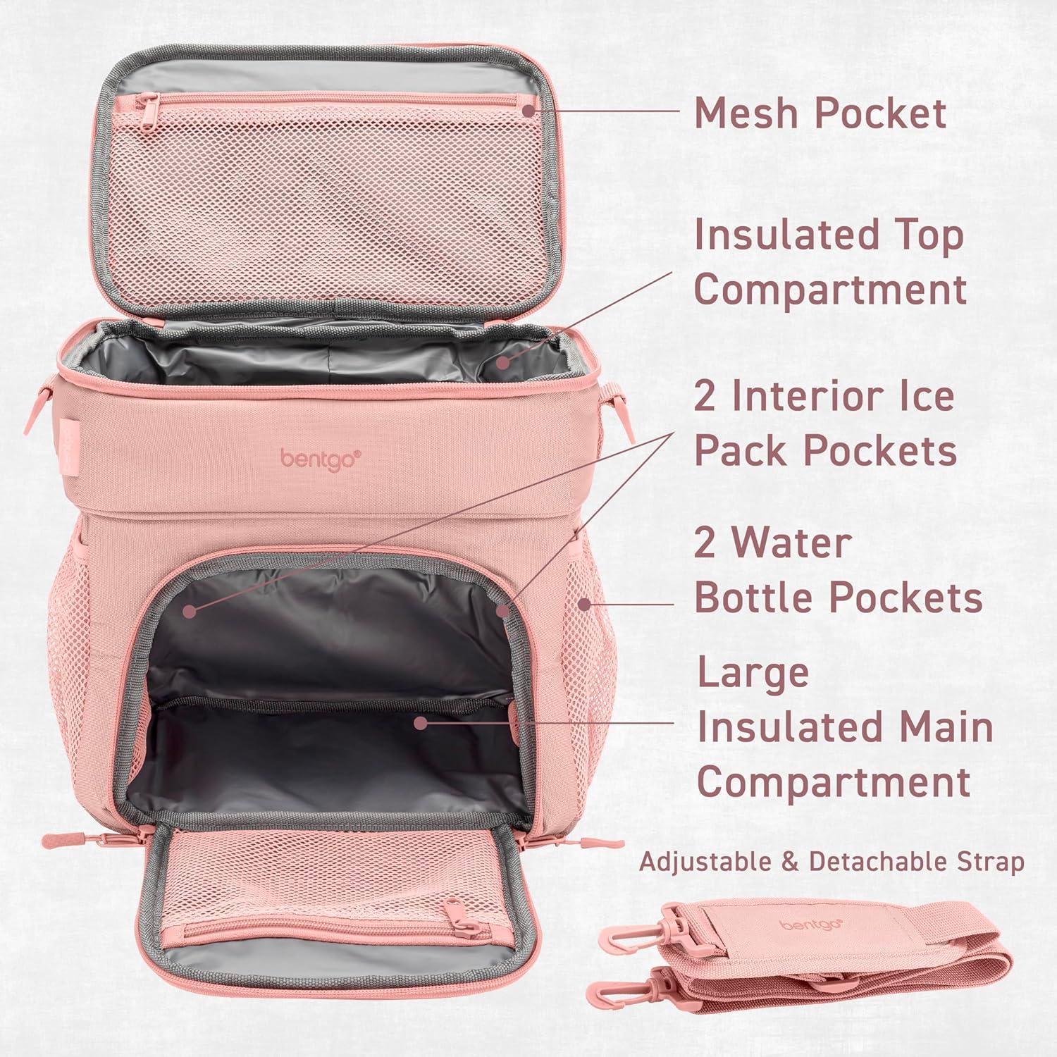 imageBentgo Prep Deluxe Insulated Multimeal Bag Lunch Box Bag Holds 5 Meals Premium Insulation up to 8 Hrs Durable WaterResistant Large Capacity For Adult Meal Prep Navy BlueBlush