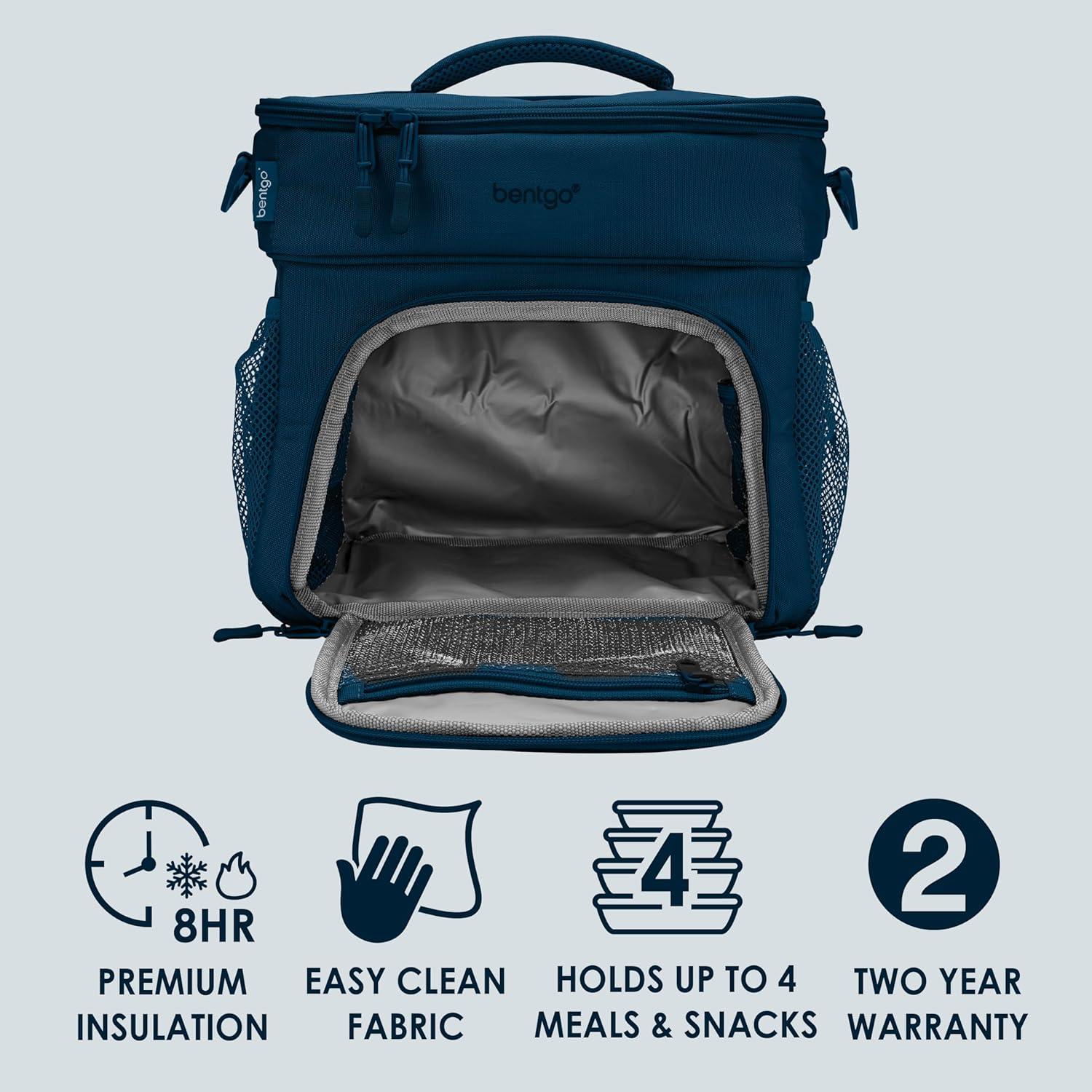 imageBentgo Prep Deluxe Insulated Multimeal Bag Lunch Box Bag Holds 5 Meals Premium Insulation up to 8 Hrs Durable WaterResistant Large Capacity For Adult Meal Prep Navy BlueNavy Blue